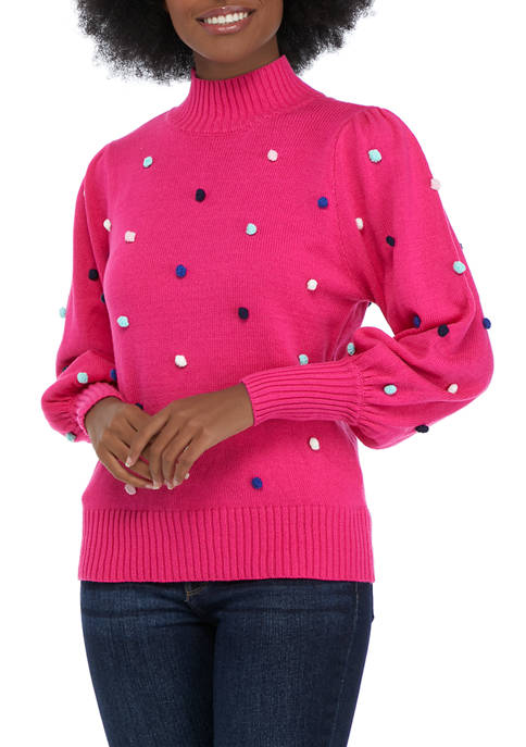 Crown & Ivy™ Women's Rainbow Pom Sweater | belk