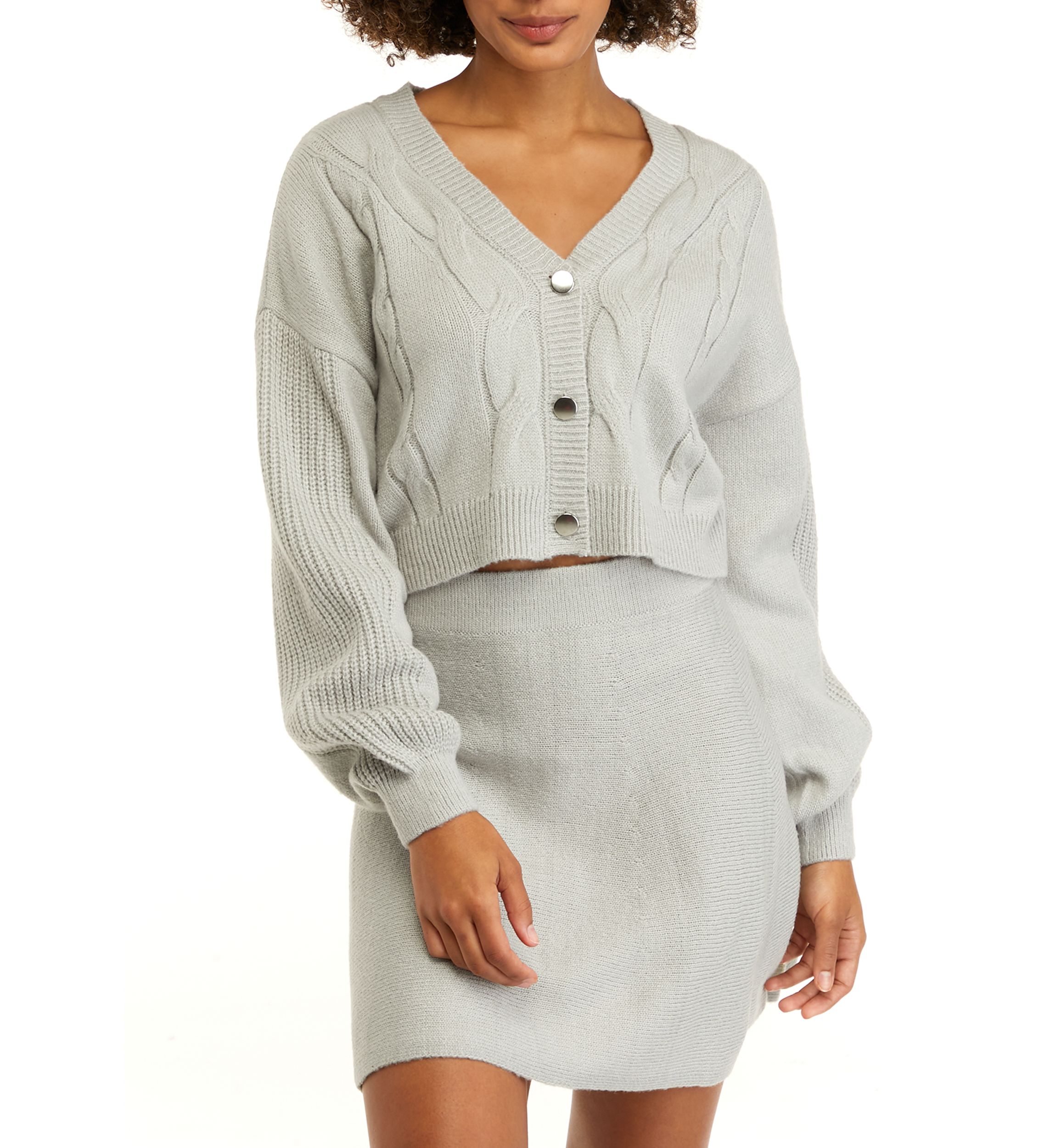 Juniors Cable Cropped Cardigan