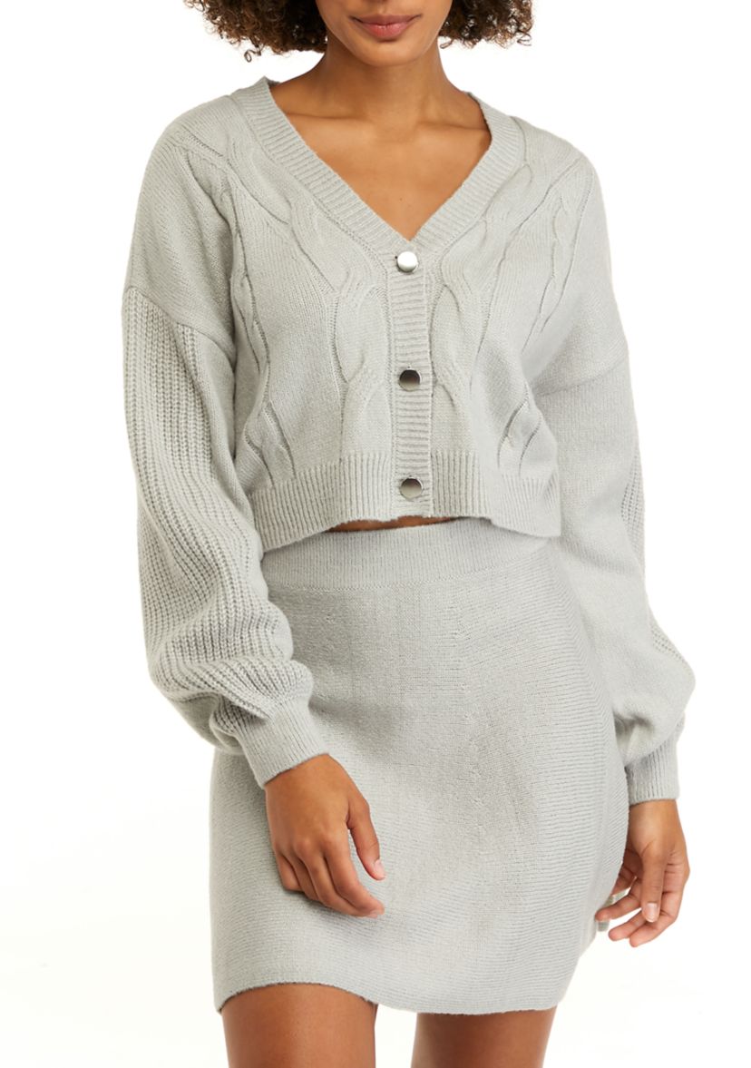 Juniors Cable Cropped Cardigan