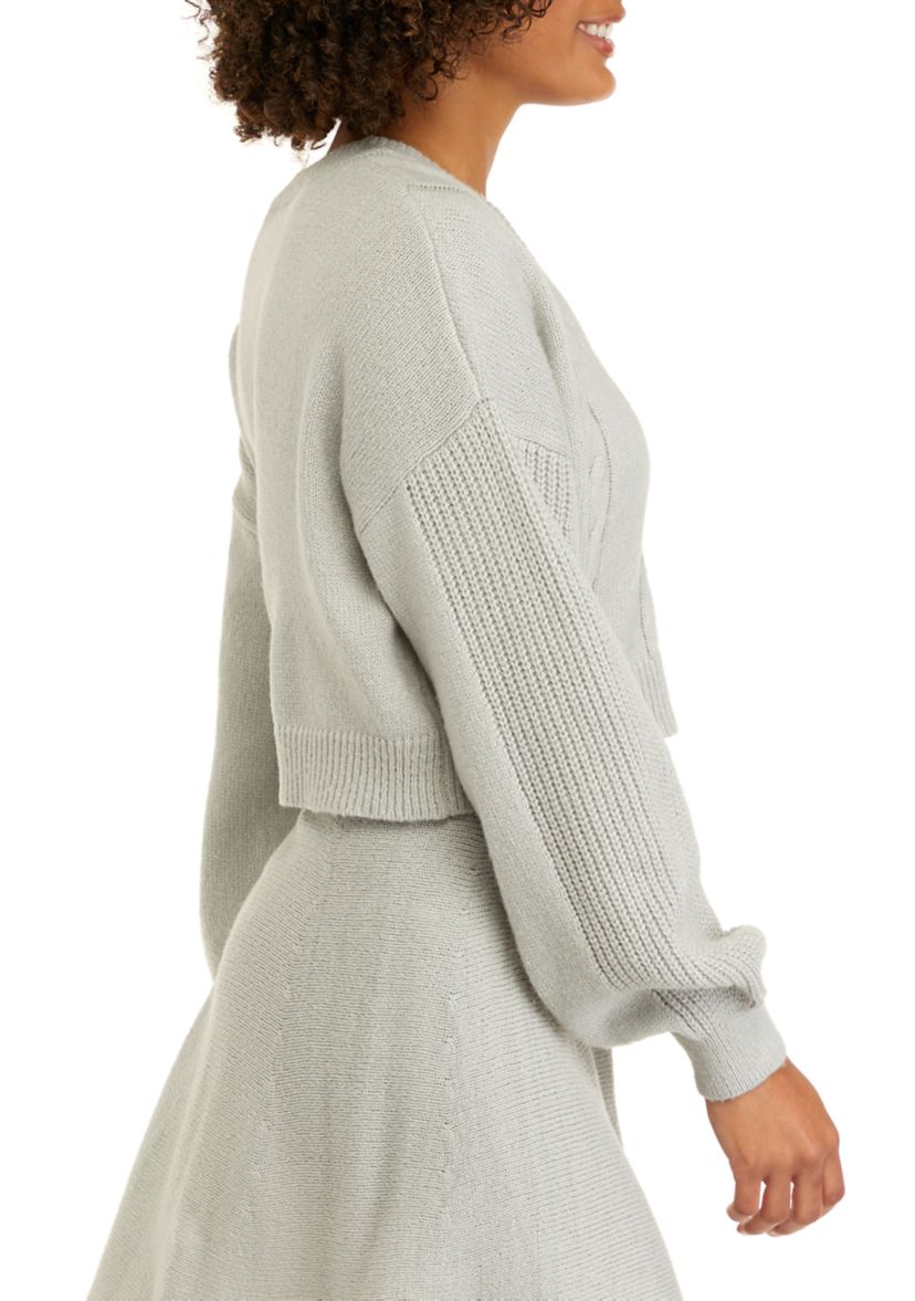 Juniors Cable Cropped Cardigan