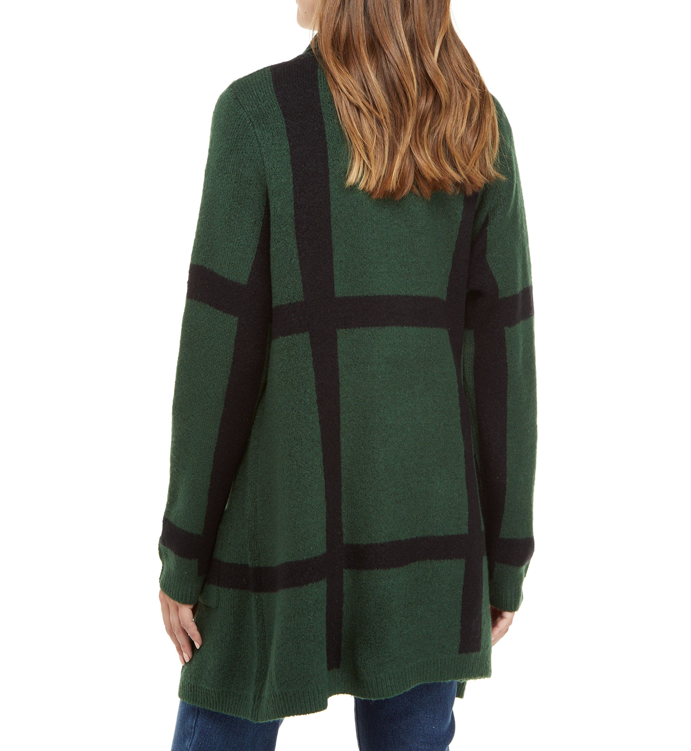 Womens Long Sleeve Plaid Cardigan