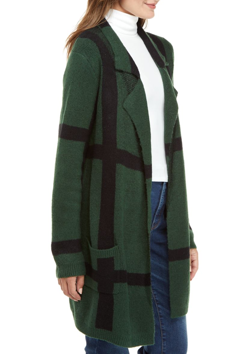 Womens Long Sleeve Plaid Cardigan