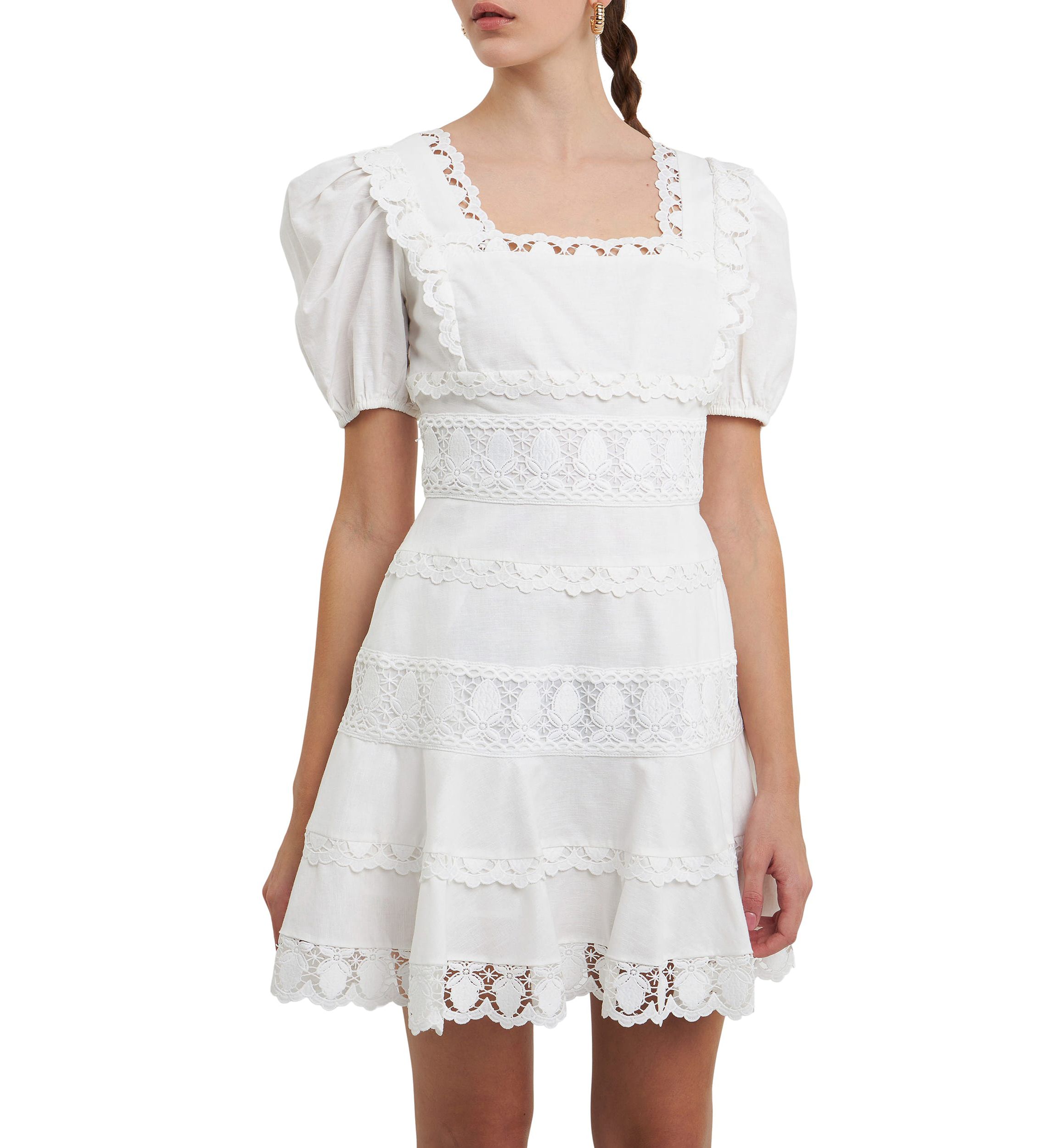 Multi Lace Linen Mini Dress