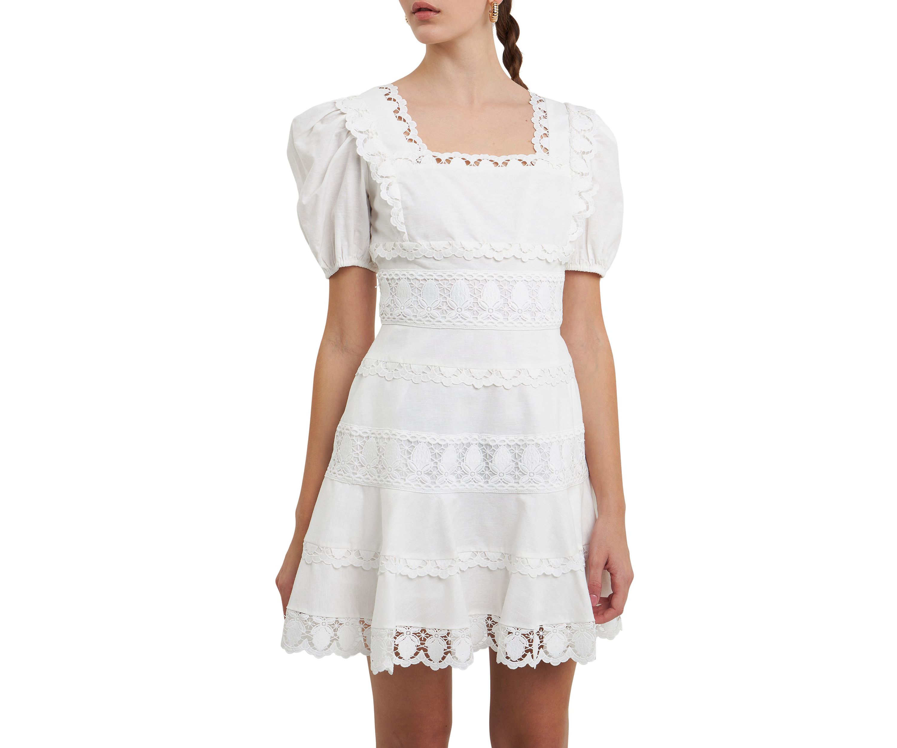 Multi Lace Linen Mini Dress