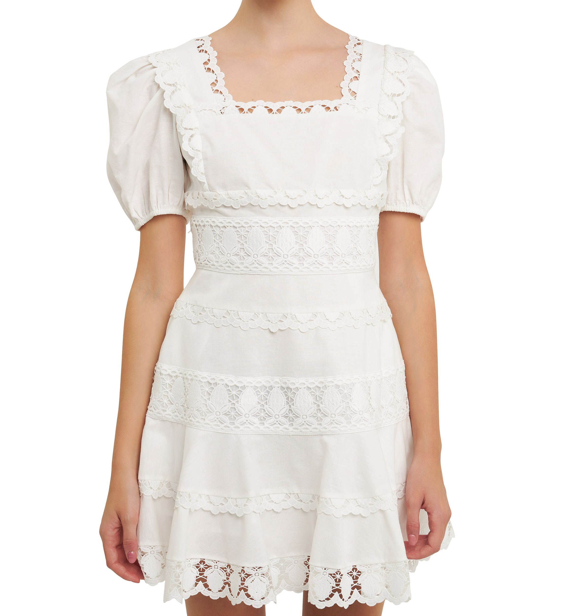 Multi Lace Linen Mini Dress