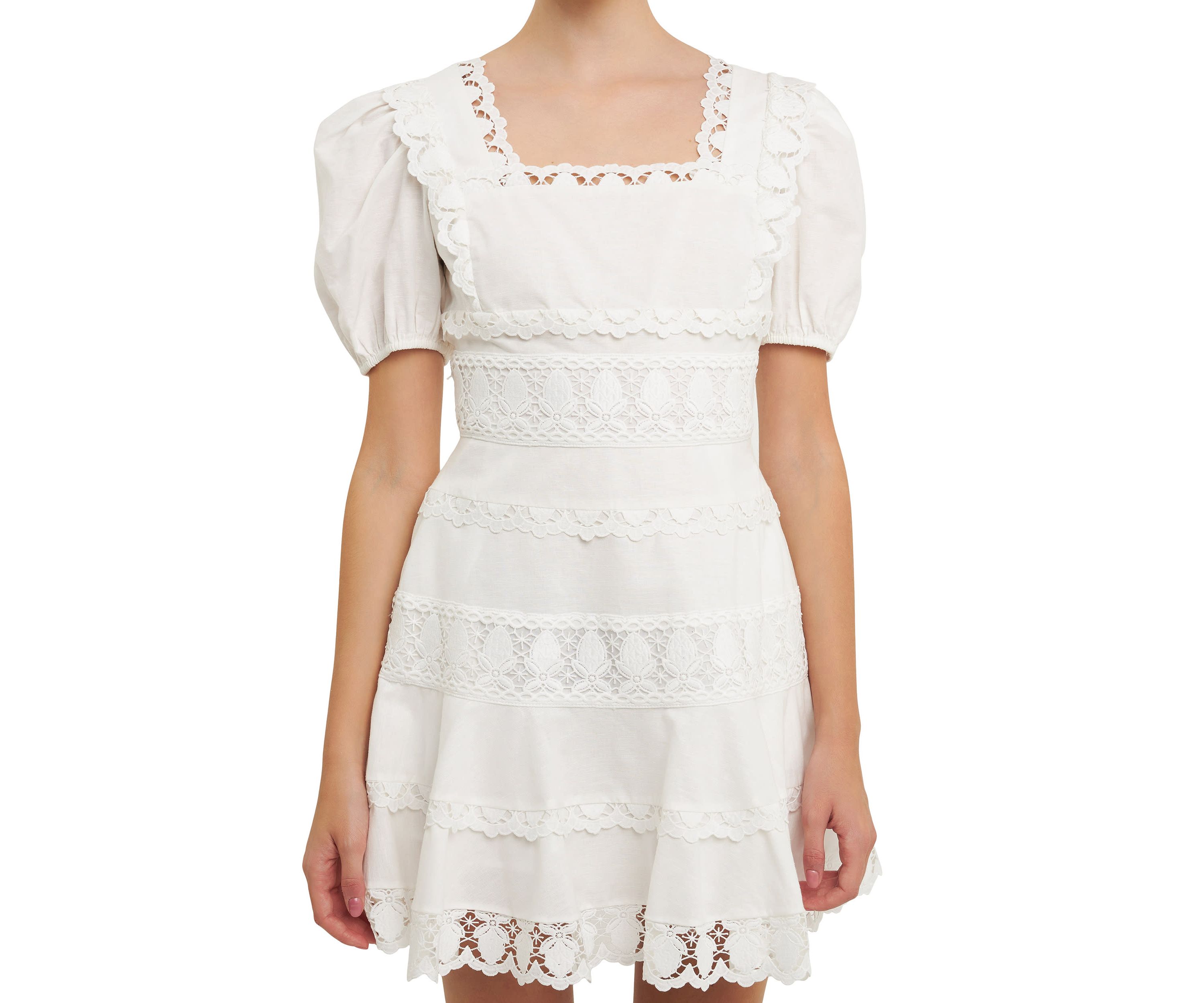 Multi Lace Linen Mini Dress