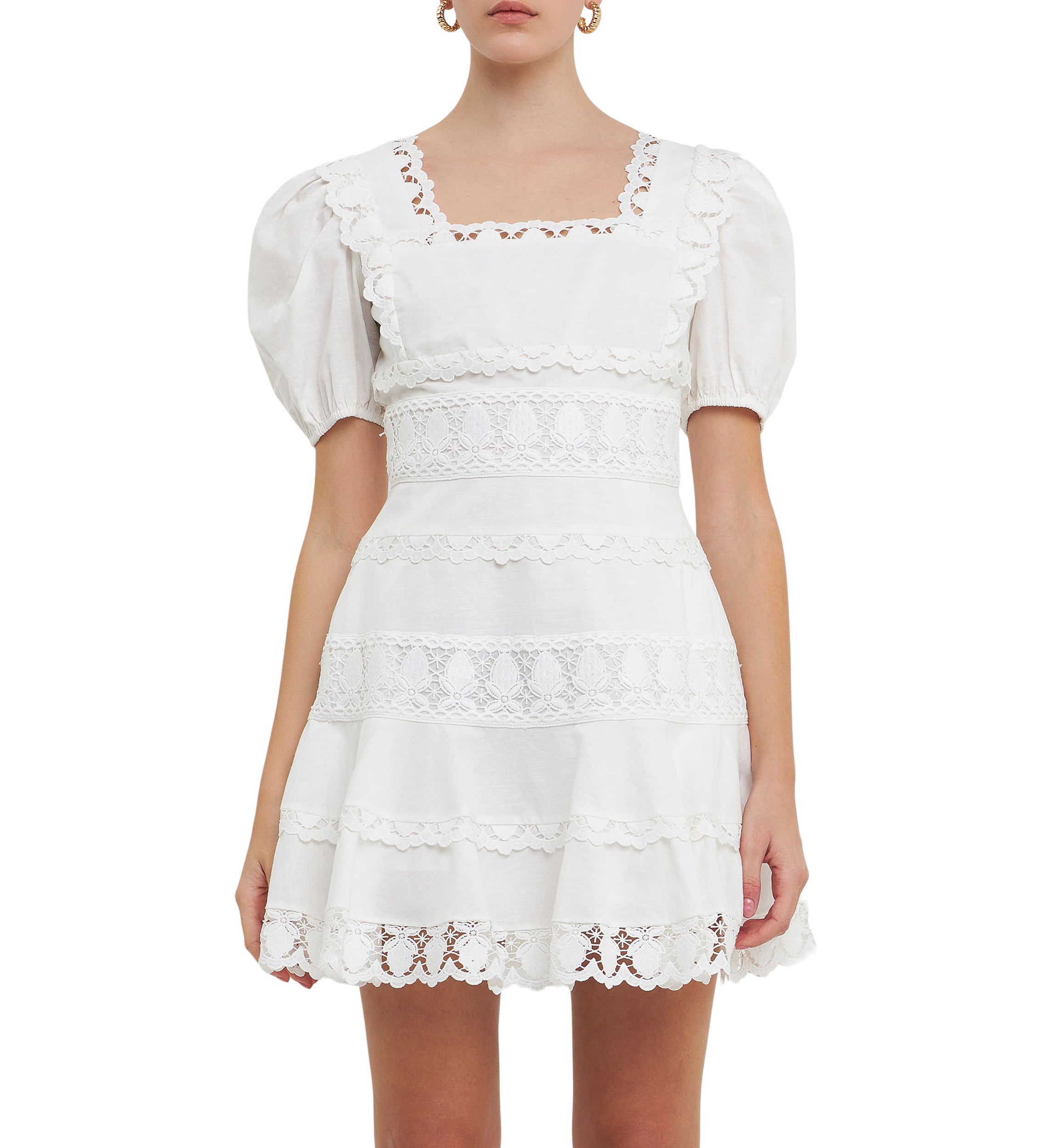Multi Lace Linen Mini Dress