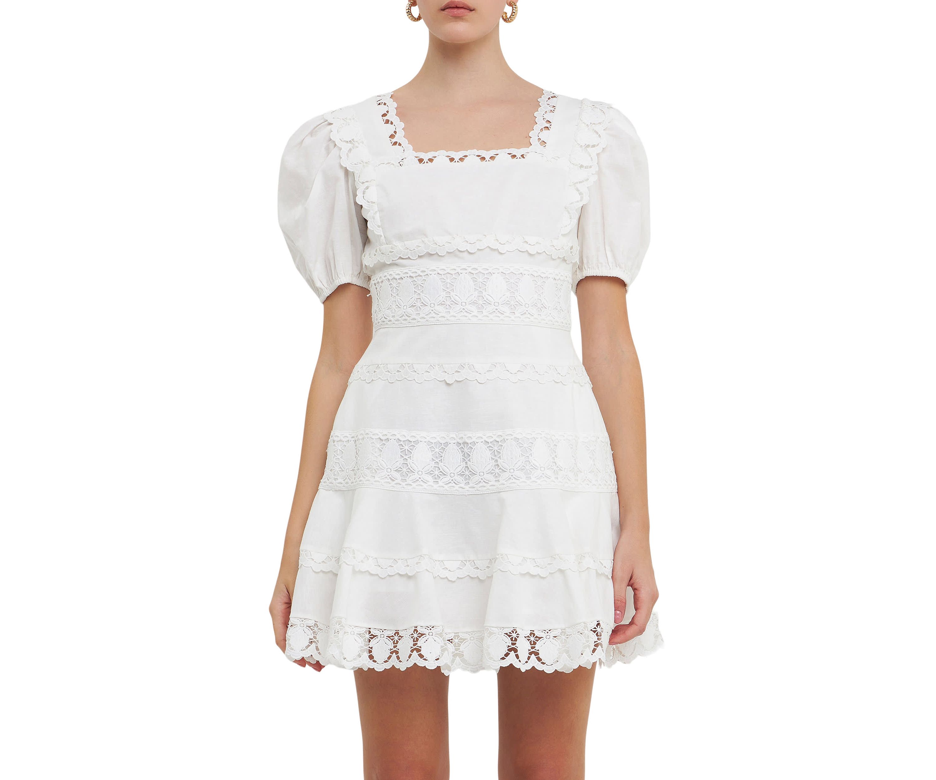 Multi Lace Linen Mini Dress