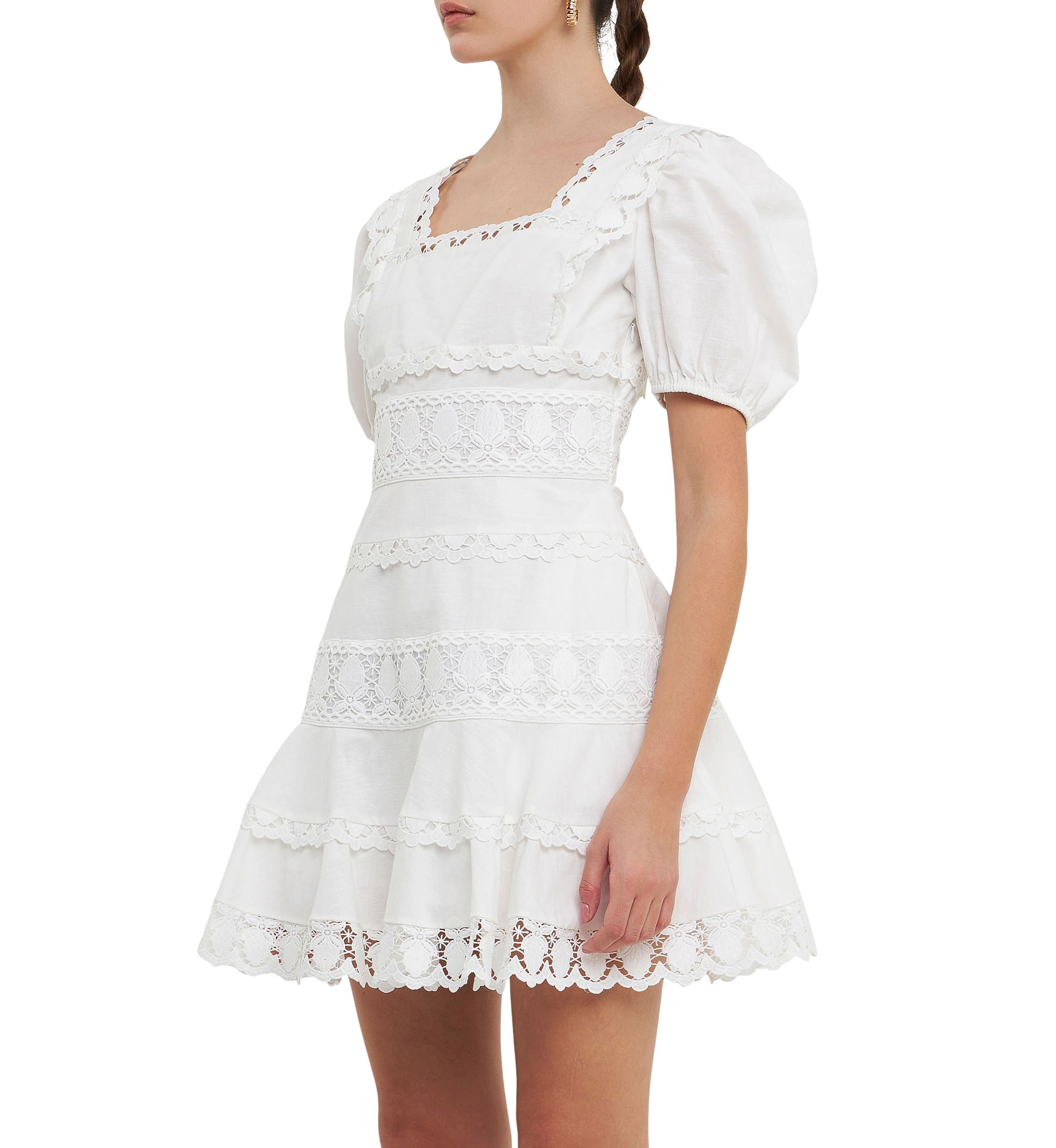 Multi Lace Linen Mini Dress