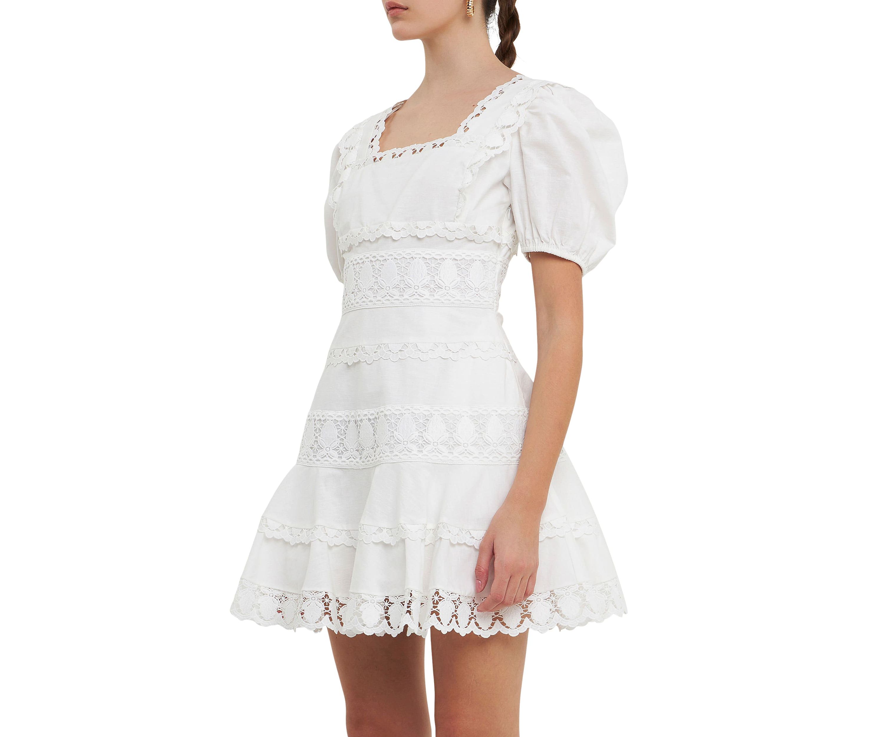 Multi Lace Linen Mini Dress