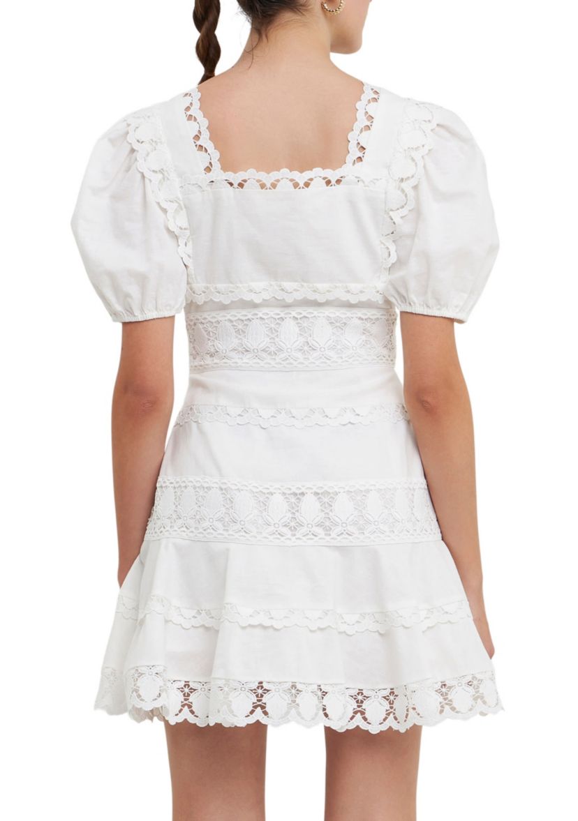 Multi Lace Linen Mini Dress