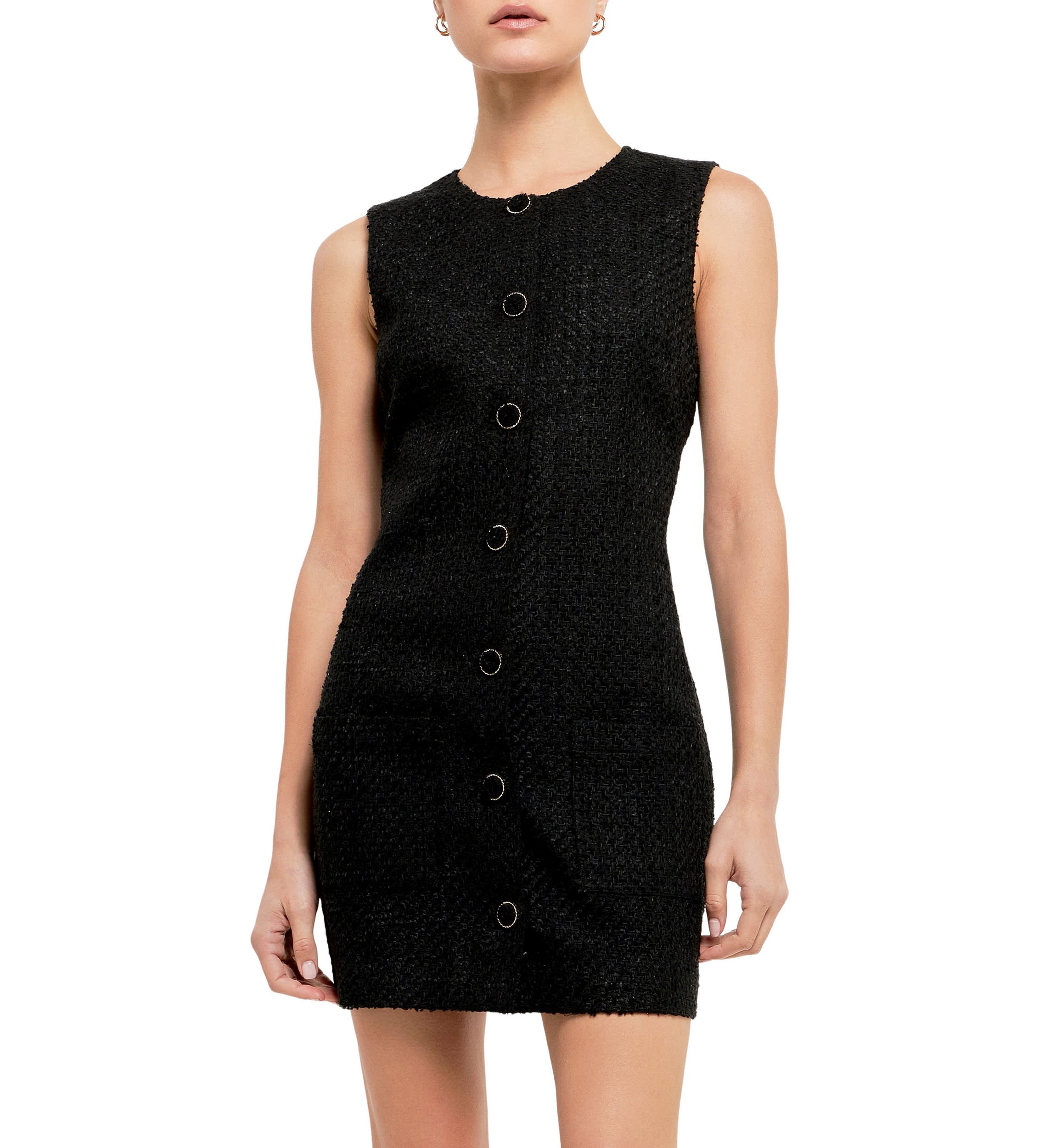 Sleeveless Tweed Mini Dress