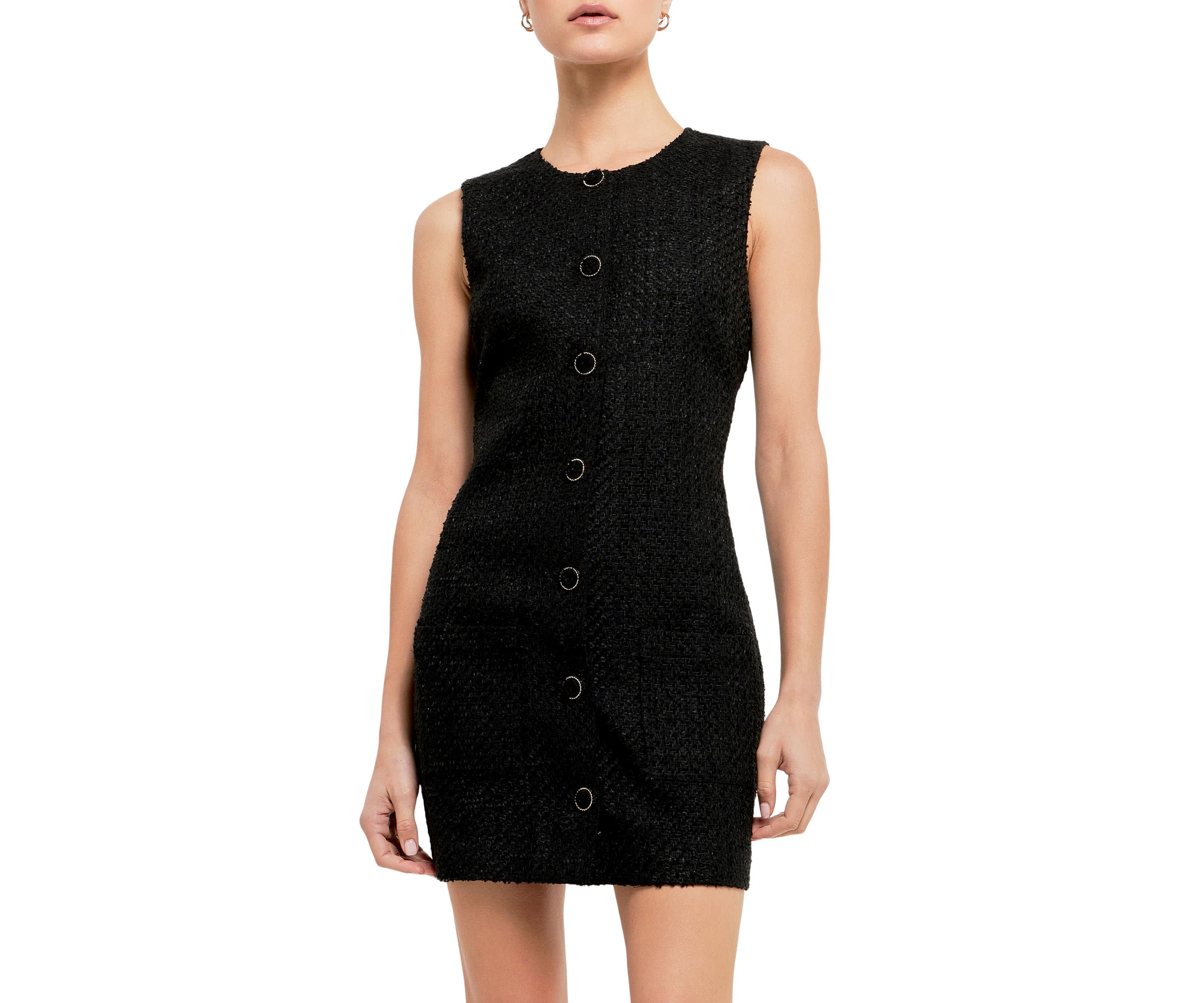 Sleeveless Tweed Mini Dress