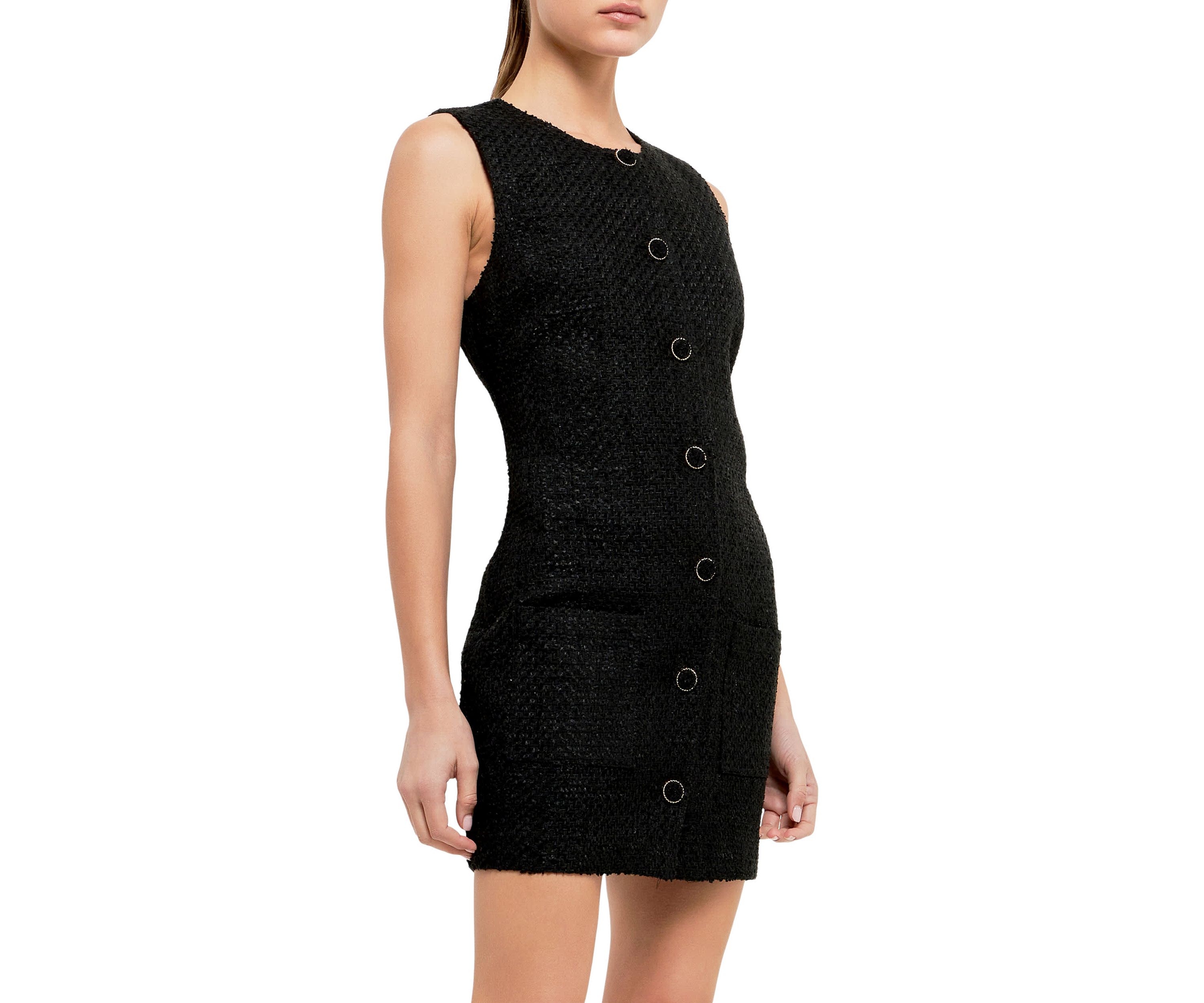 Sleeveless Tweed Mini Dress