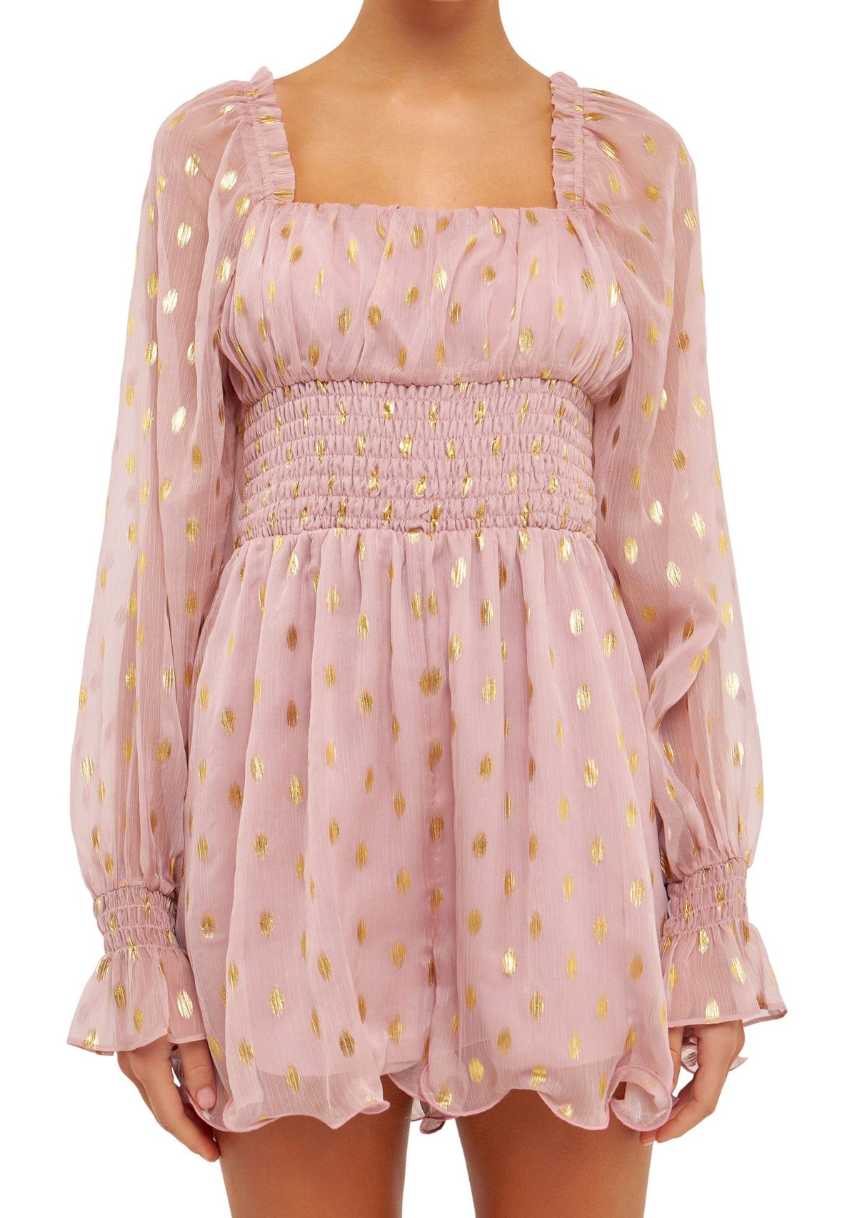Foiled Dot Long Sleeves Romper