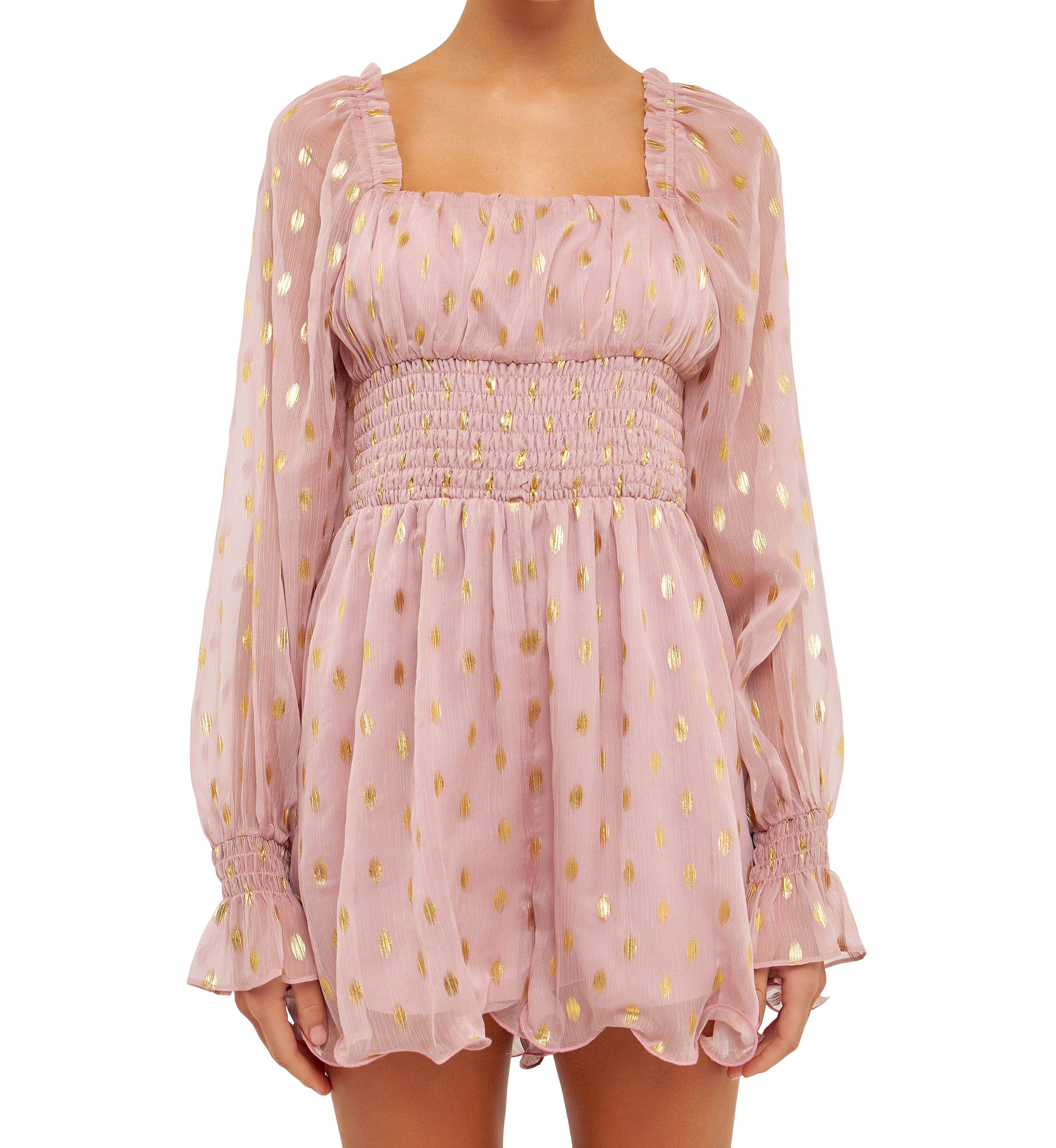Foiled Dot Long Sleeves Romper
