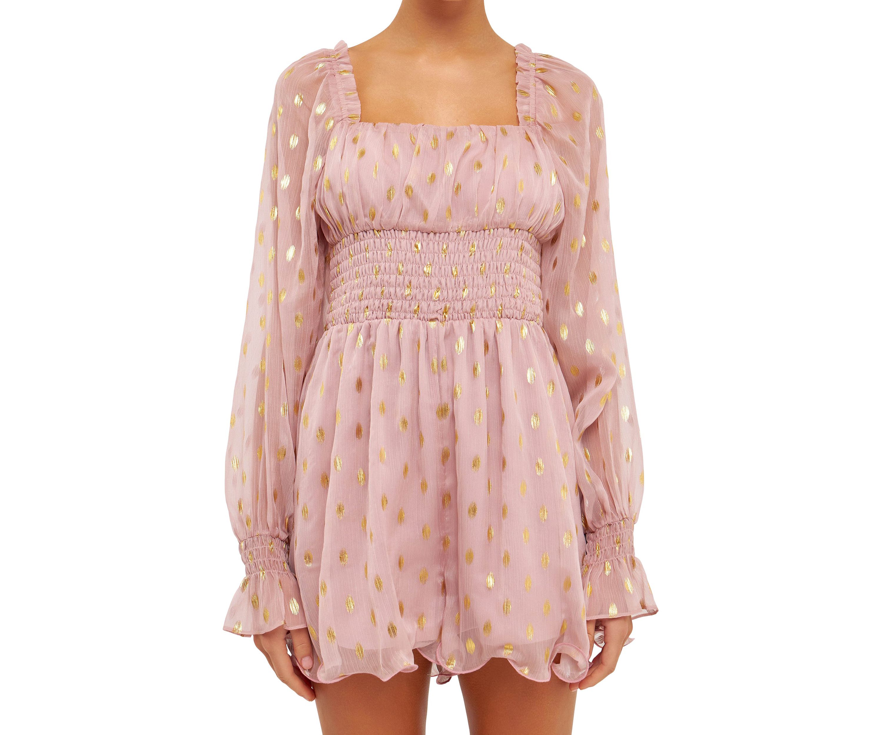 Foiled Dot Long Sleeves Romper
