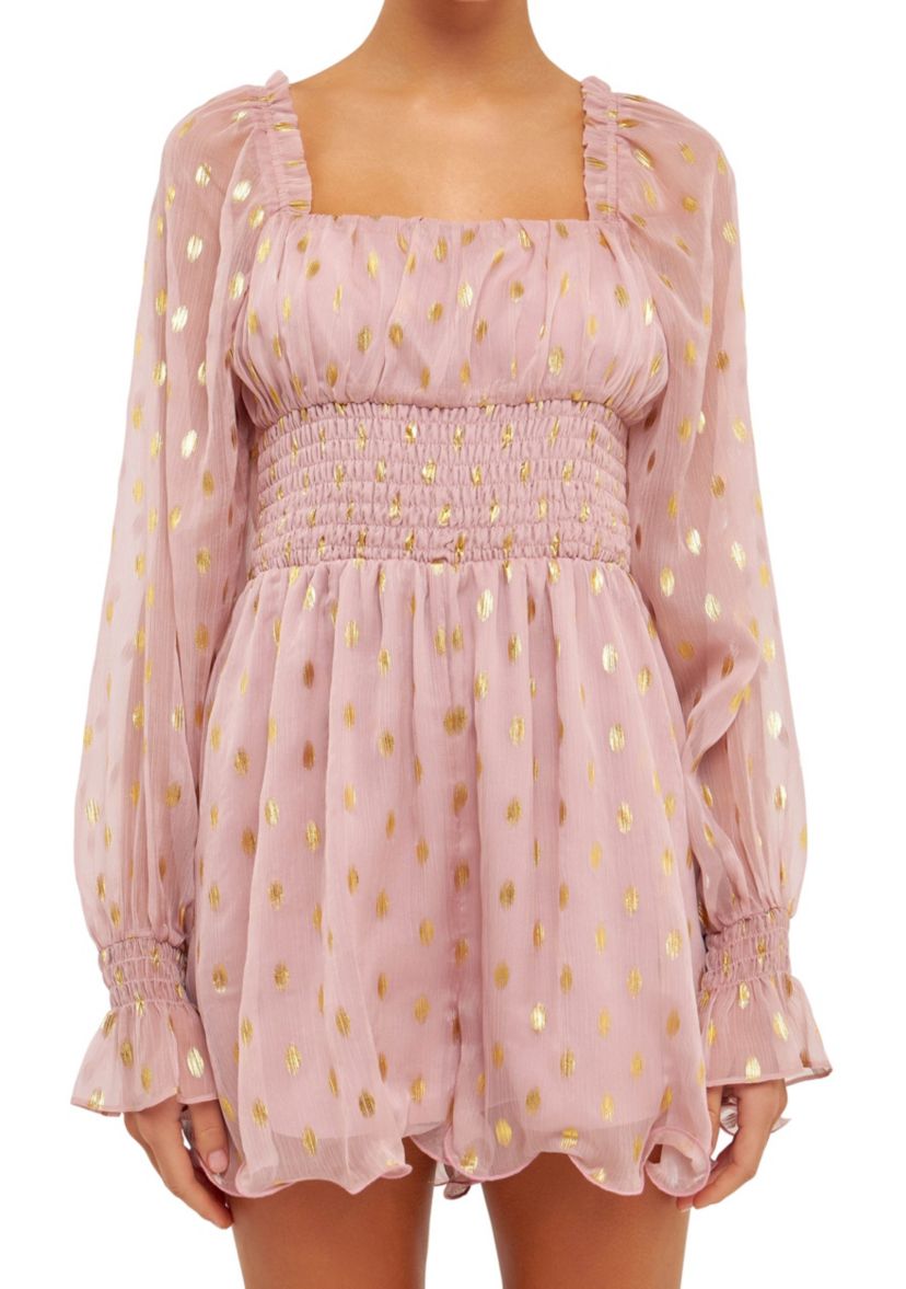 Foiled Dot Long Sleeves Romper