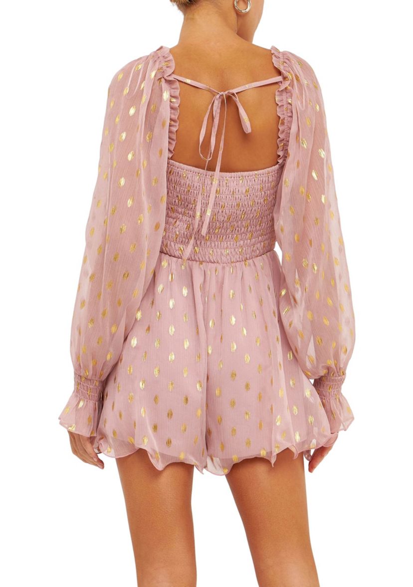 Foiled Dot Long Sleeves Romper