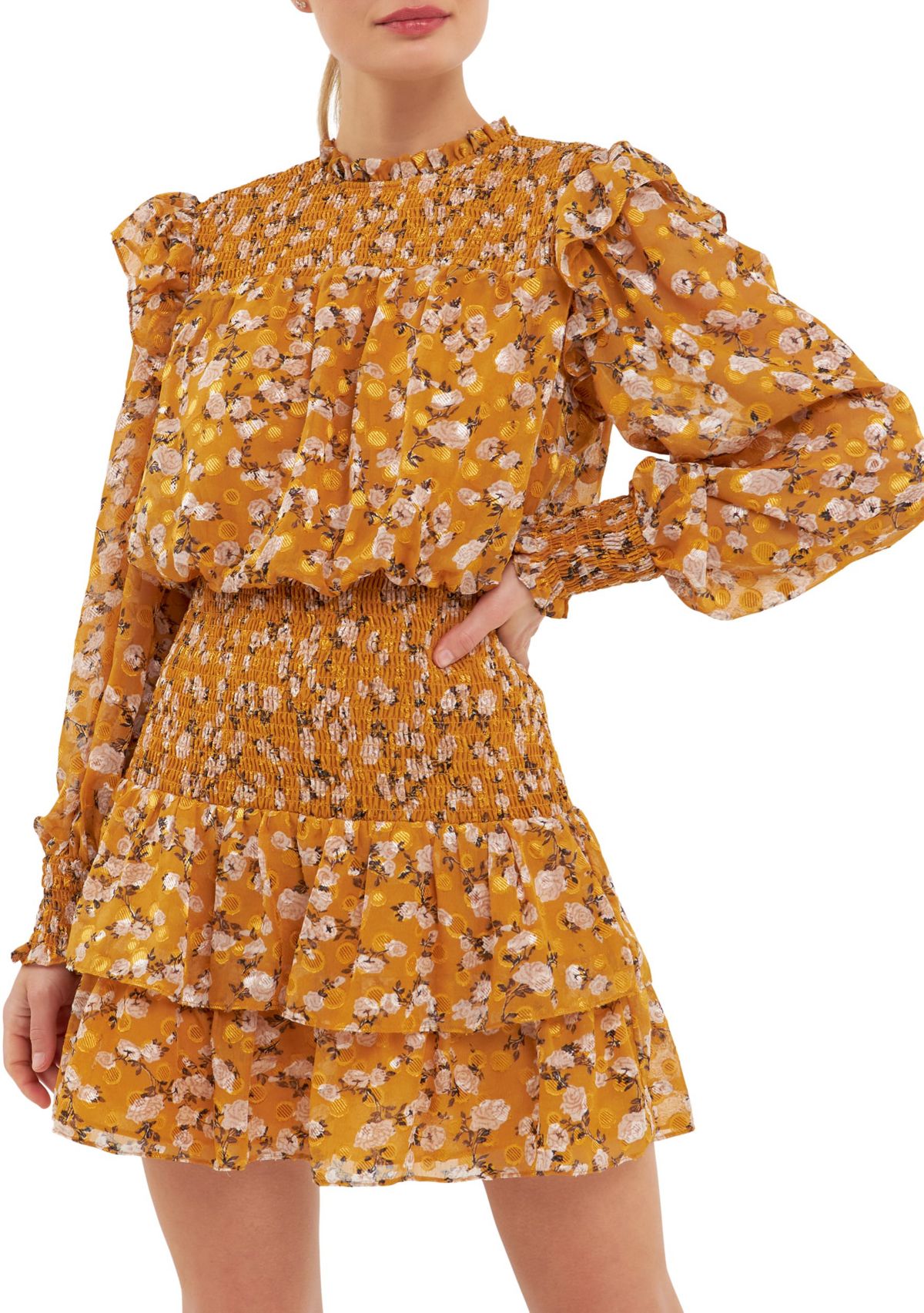 Floral Texture Mini Dress