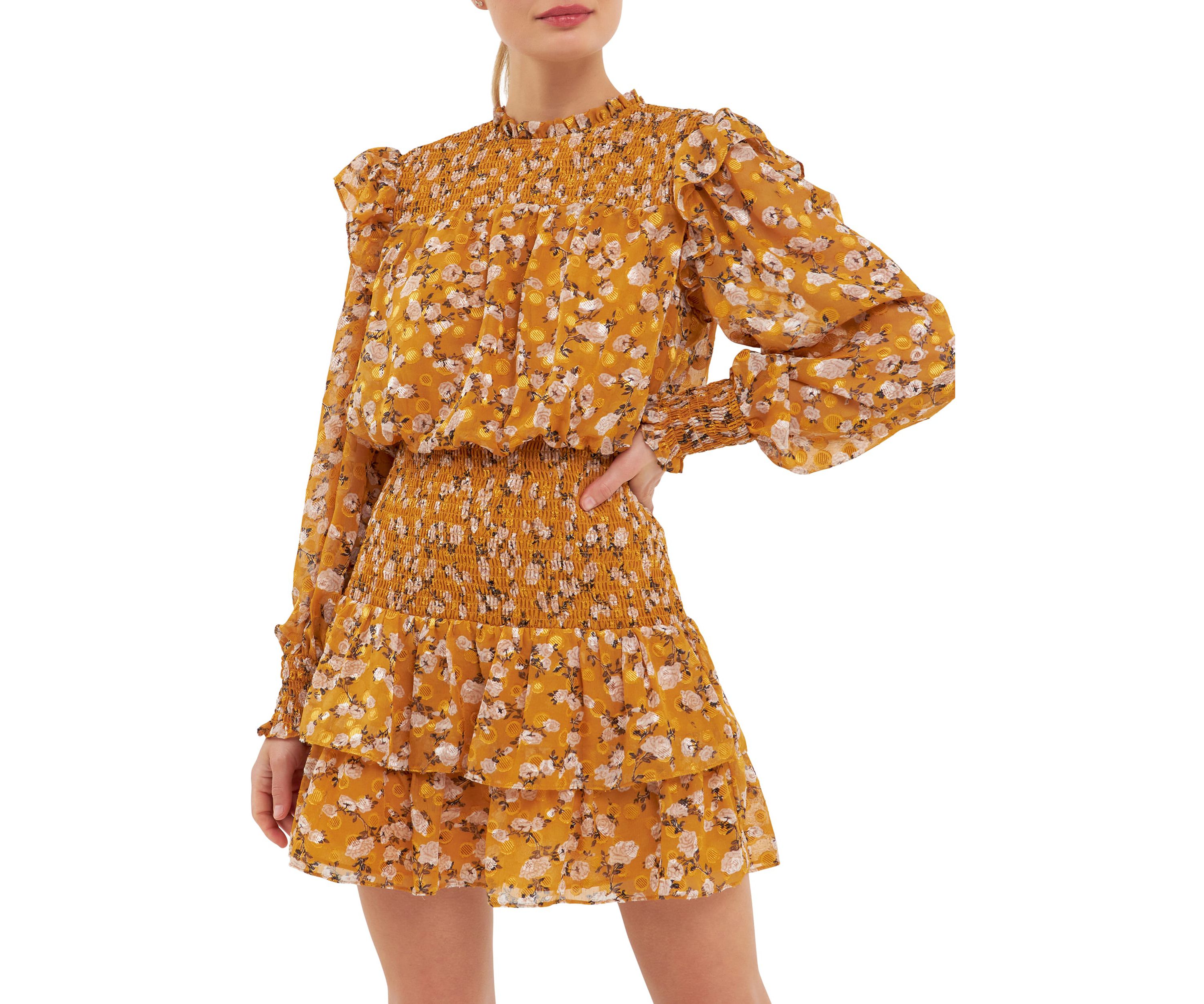 Floral Texture Mini Dress