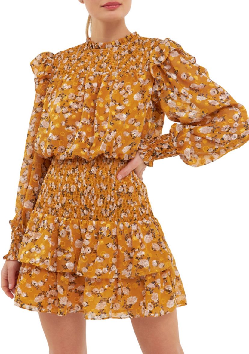 Floral Texture Mini Dress