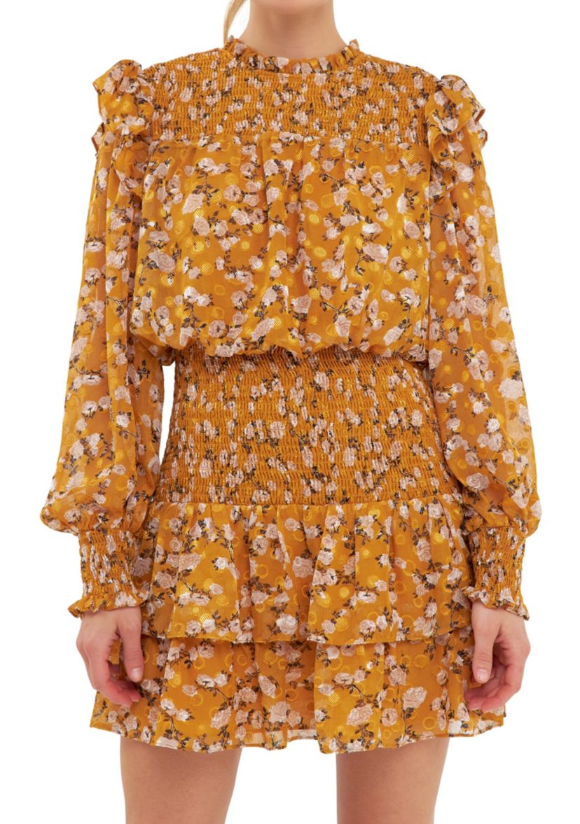 Floral Texture Mini Dress