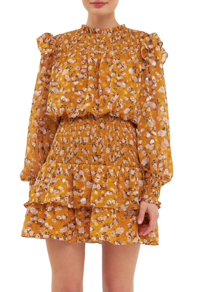 Floral Texture Mini Dress