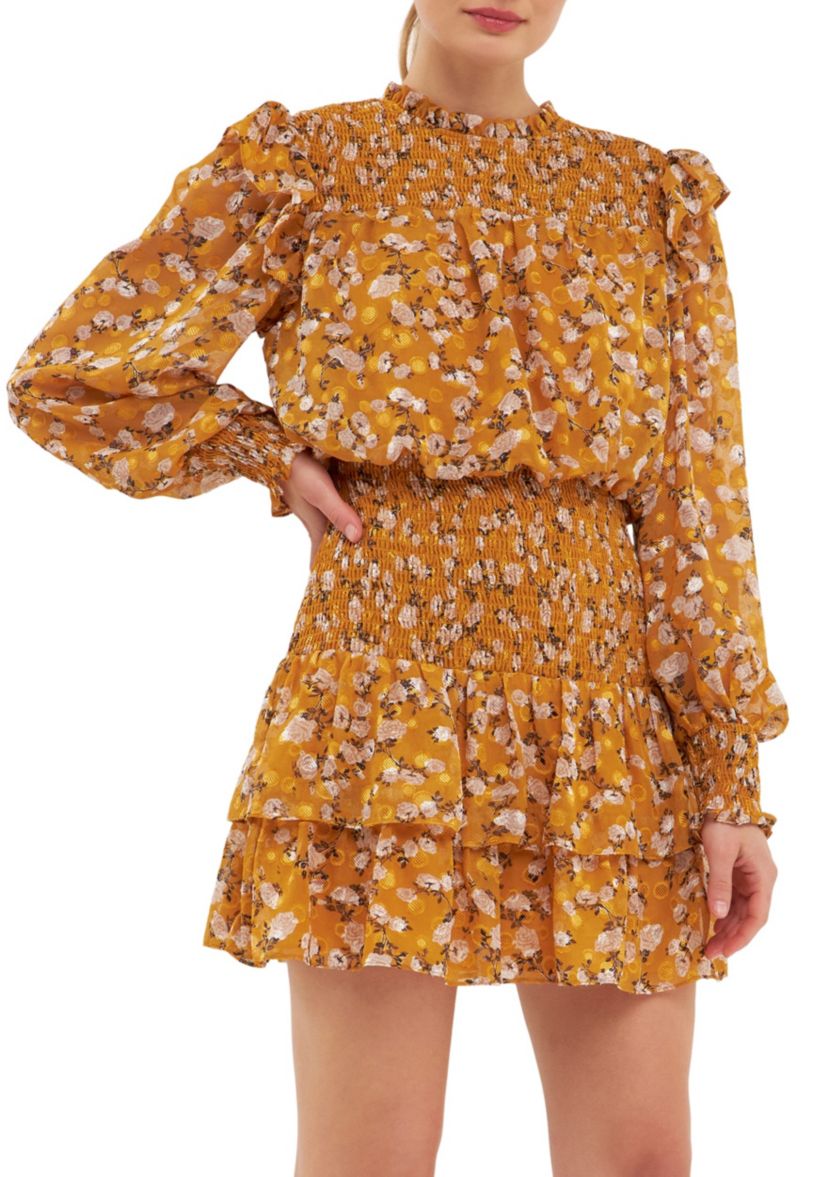Floral Texture Mini Dress