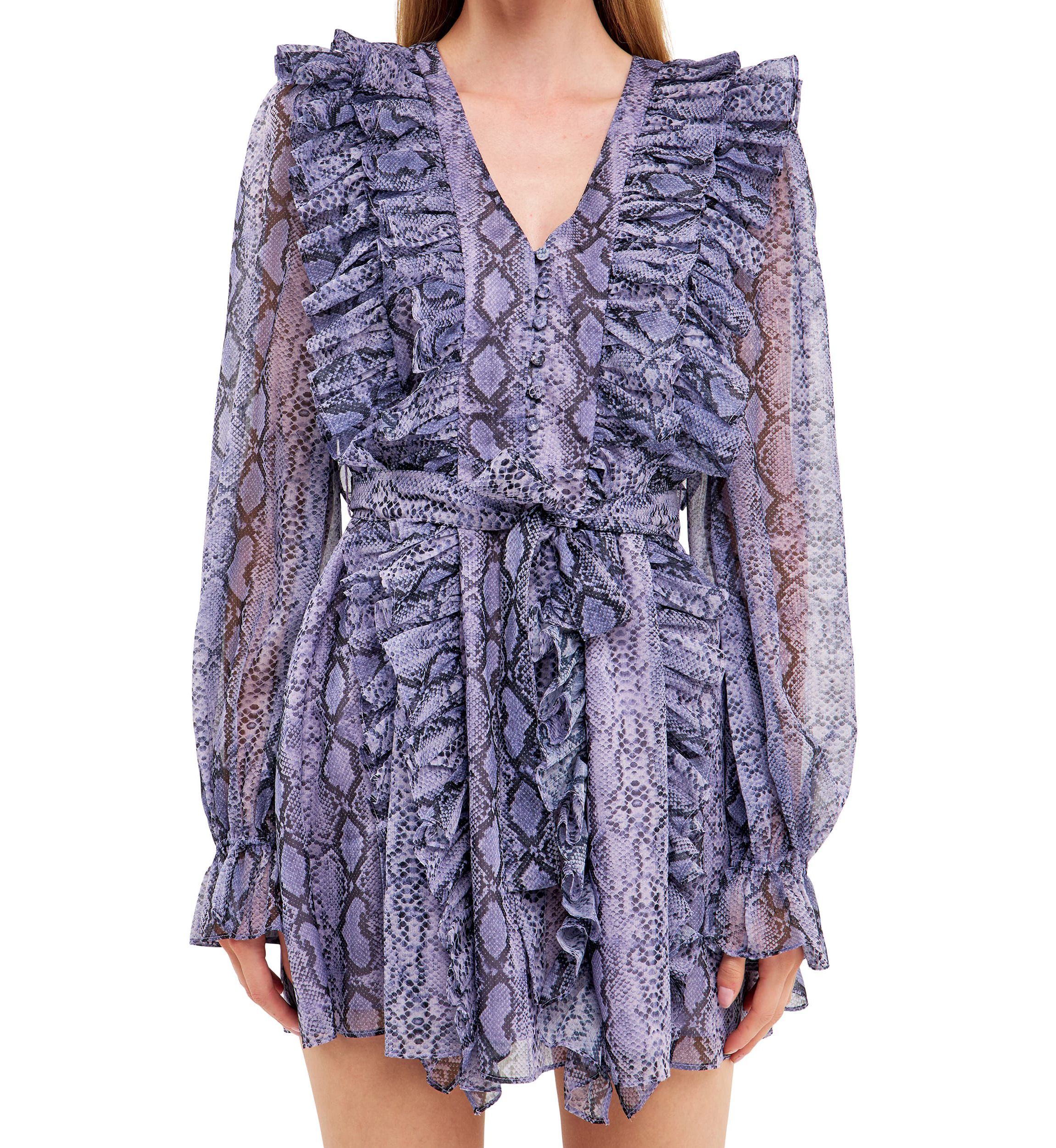 Button Down Ruffle Mini Dress