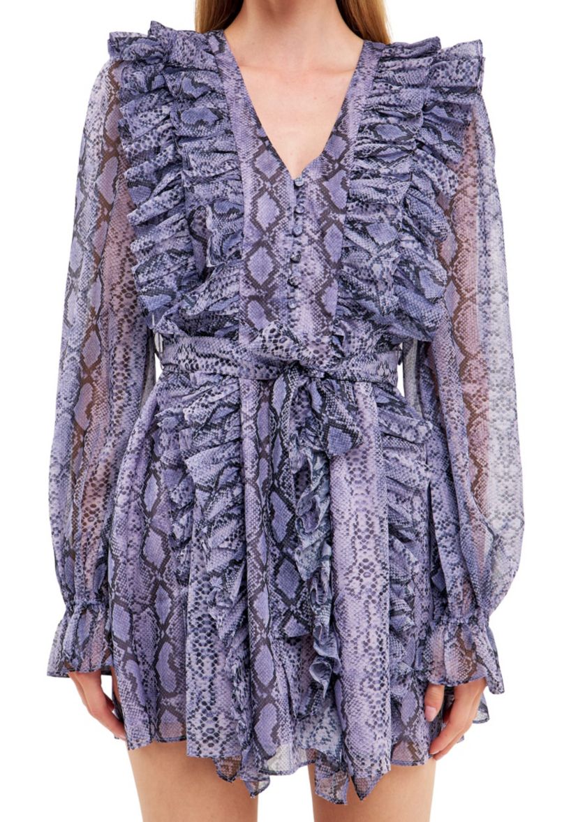 Button Down Ruffle Mini Dress