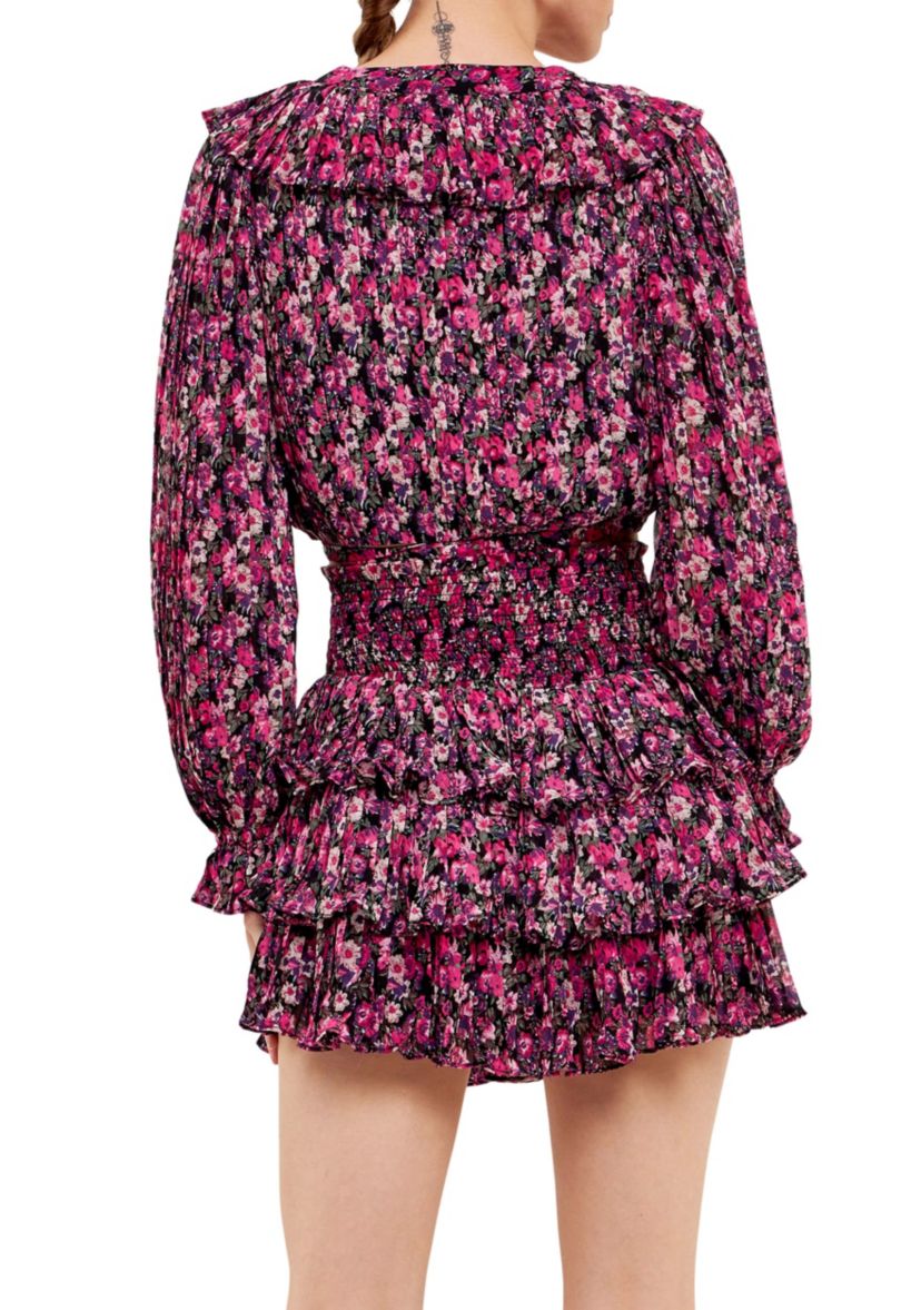 Chiffon Floral Printed Ruffled Crop Top