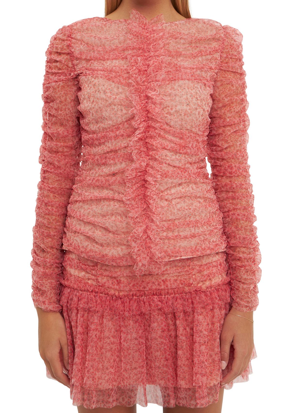 Floral Tulle Long Sleeve Top