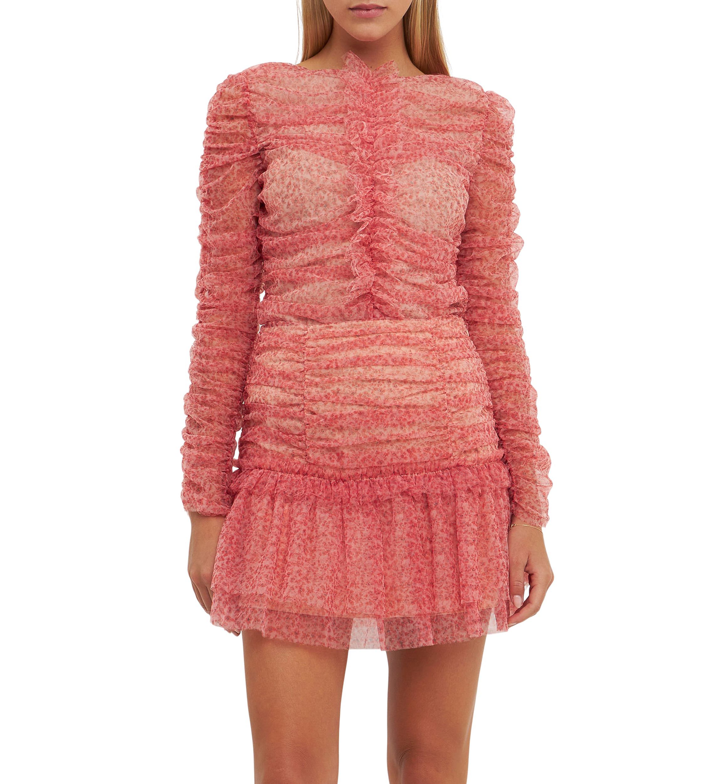 Floral Tulle Long Sleeve Top