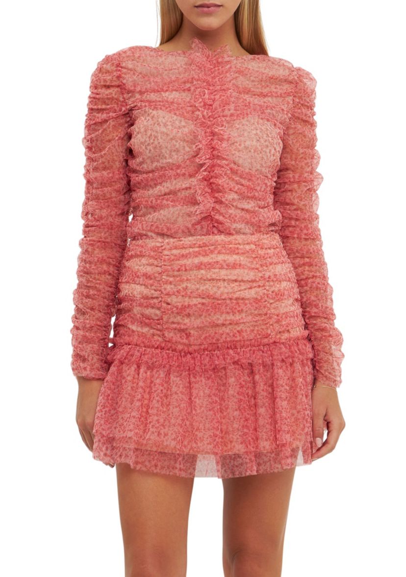 Floral Tulle Long Sleeve Top
