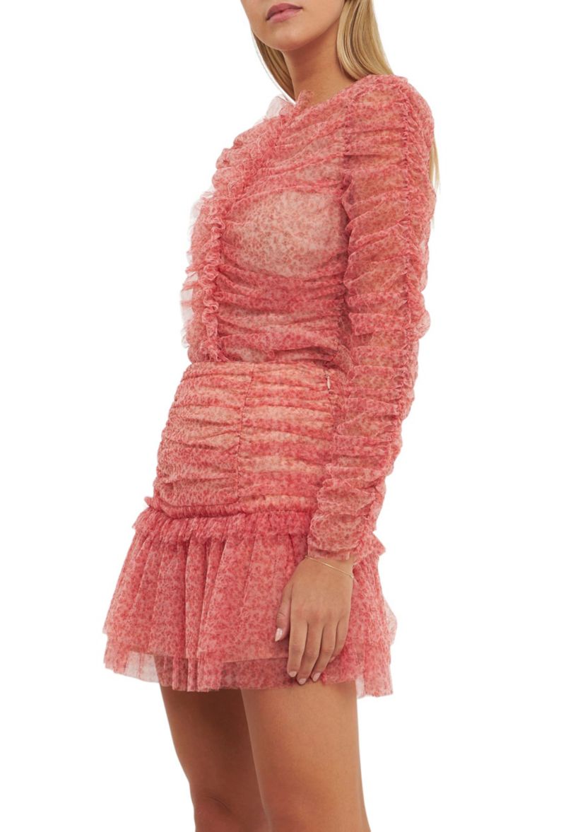 Floral Tulle Long Sleeve Top