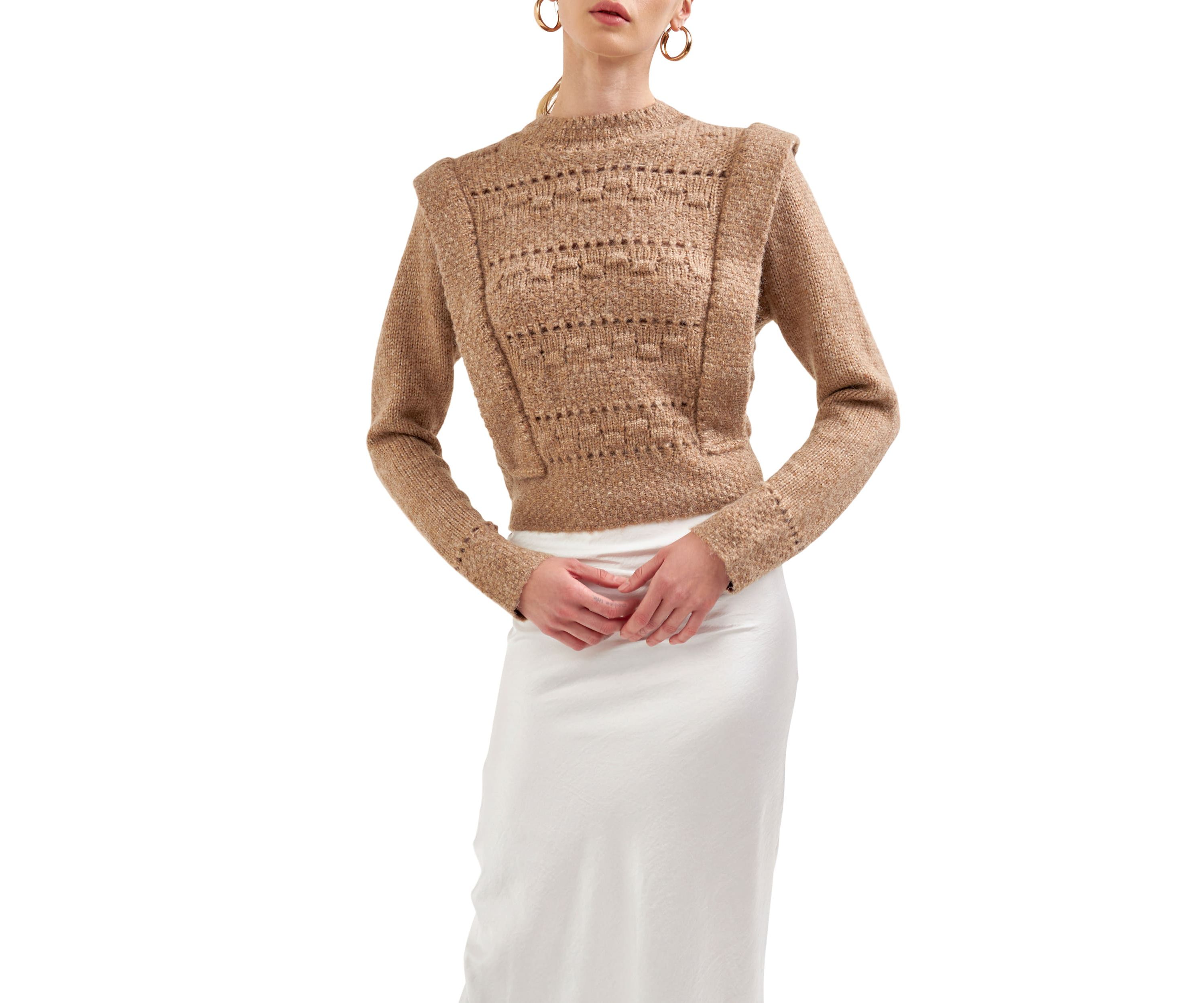 Chunky Wool Knit Detailed Sweater