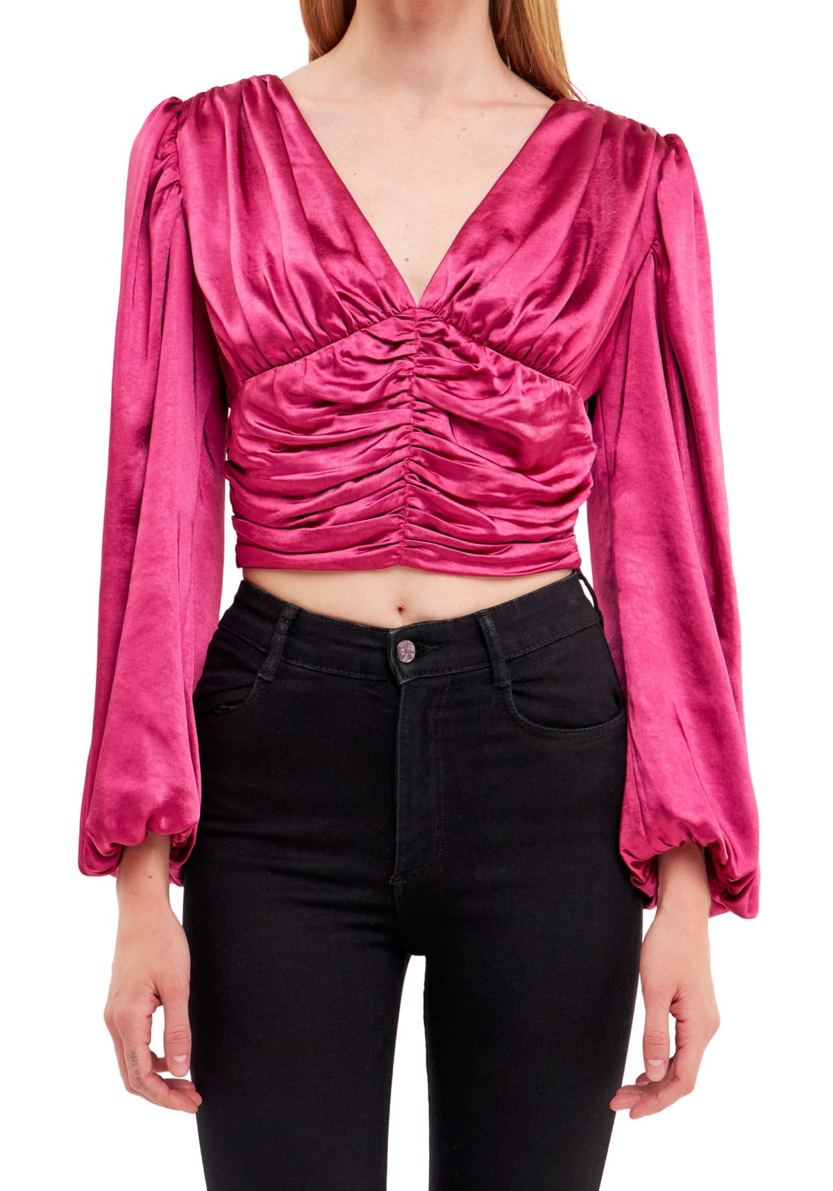 Satin Ruched Top