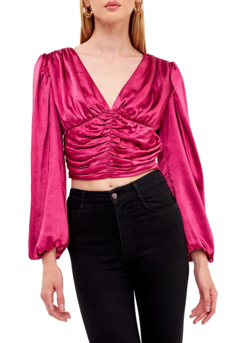 Satin Ruched Top