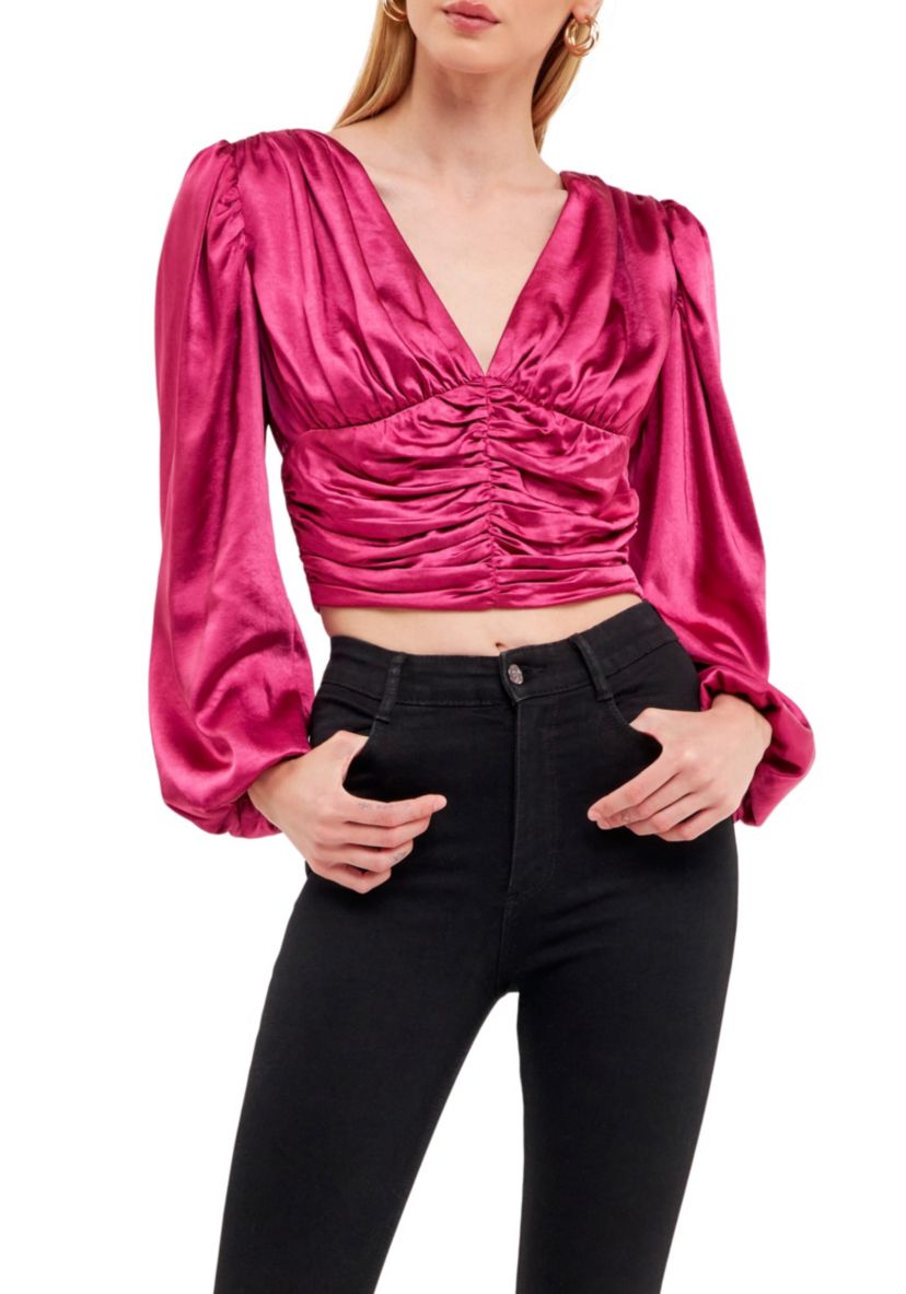 Satin Ruched Top