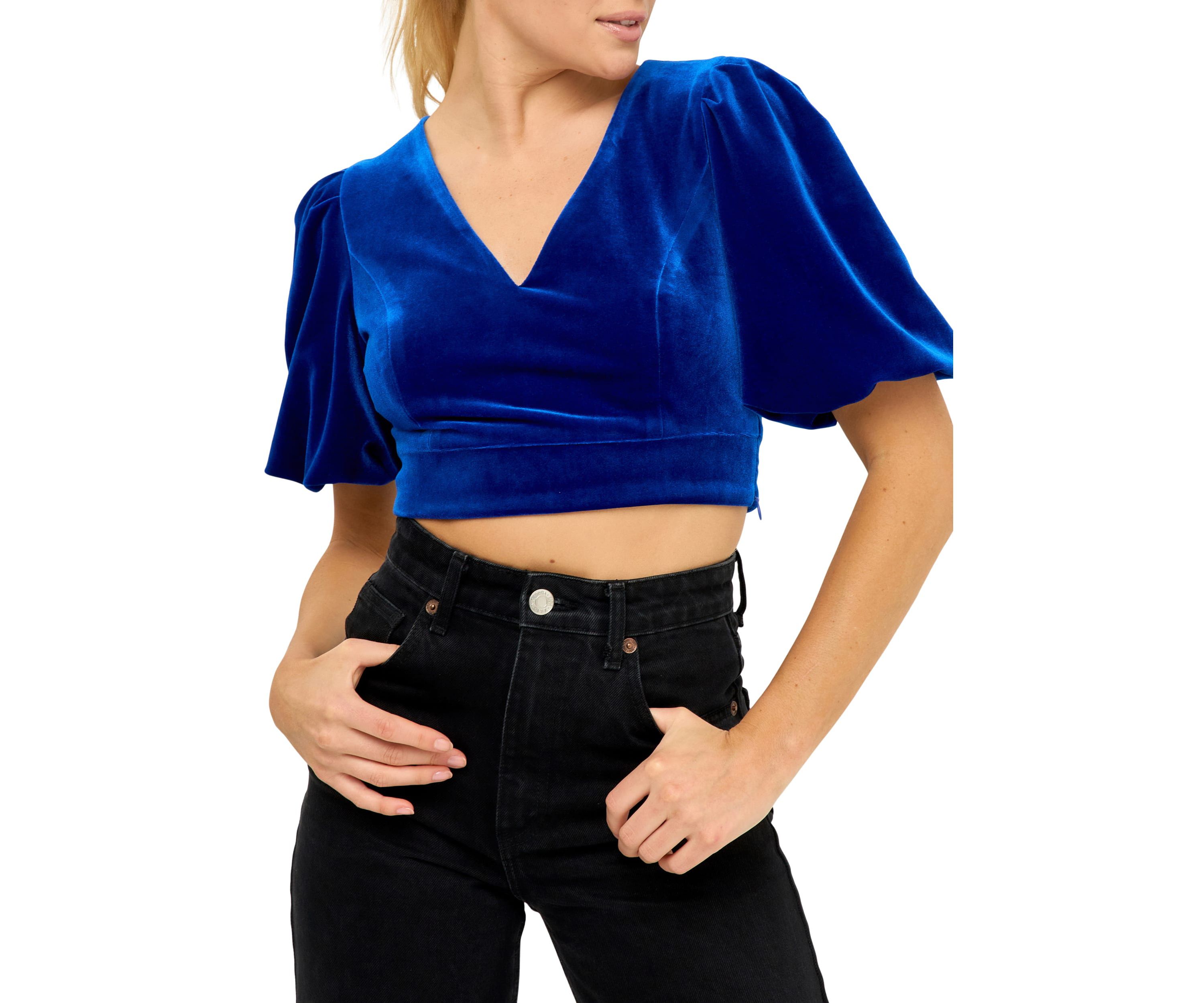 Velvet Puff Sleeve Top