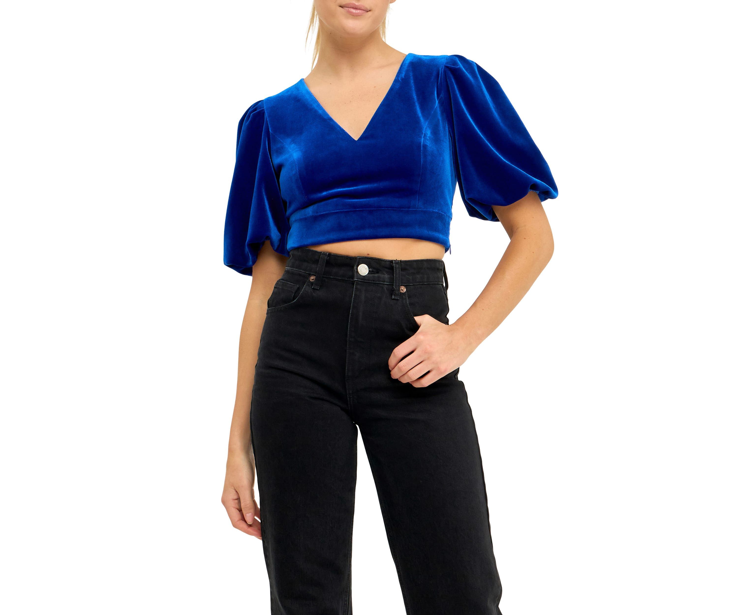 Velvet Puff Sleeve Top