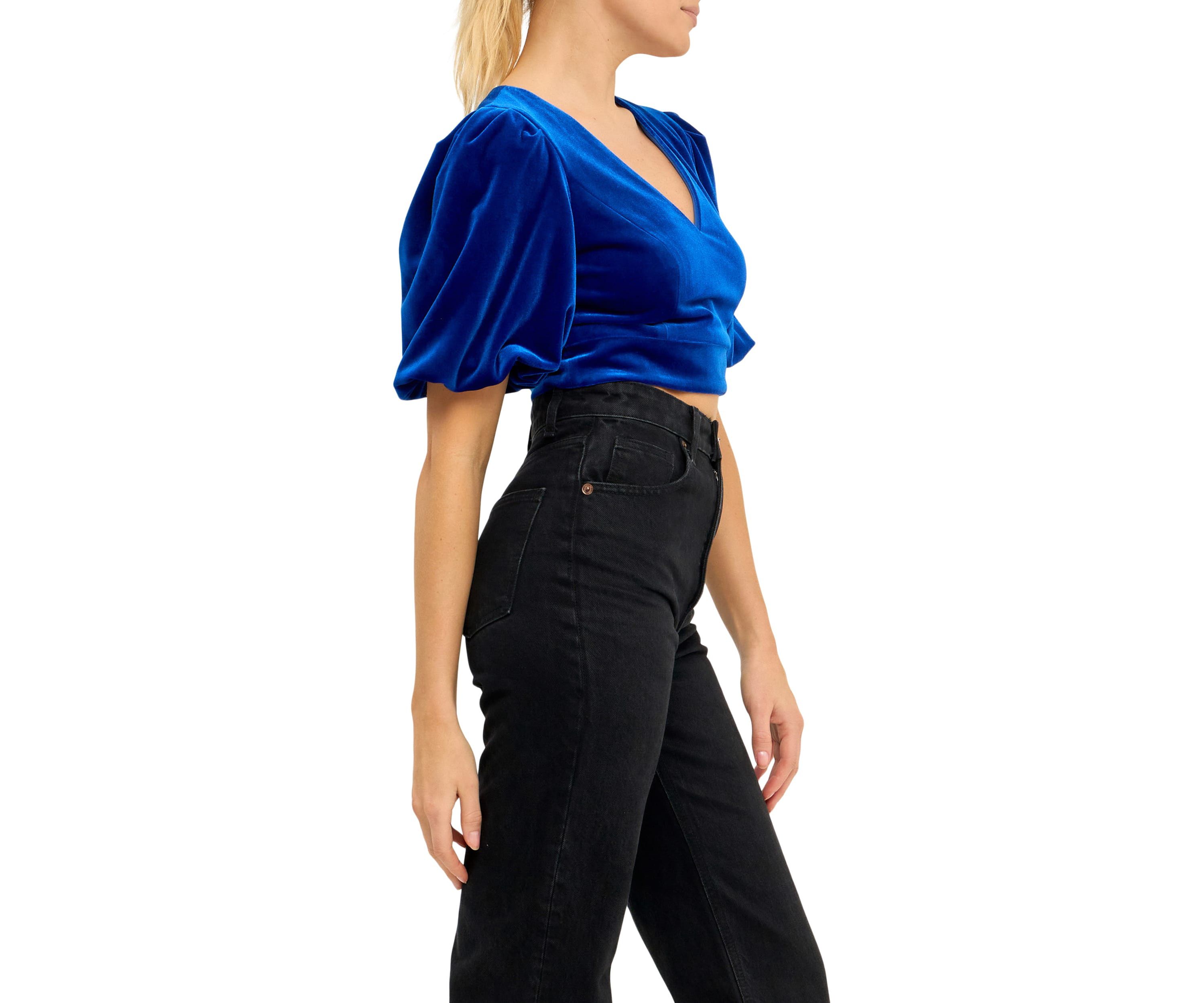 Velvet Puff Sleeve Top