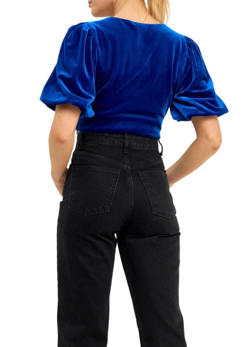 Velvet Puff Sleeve Top