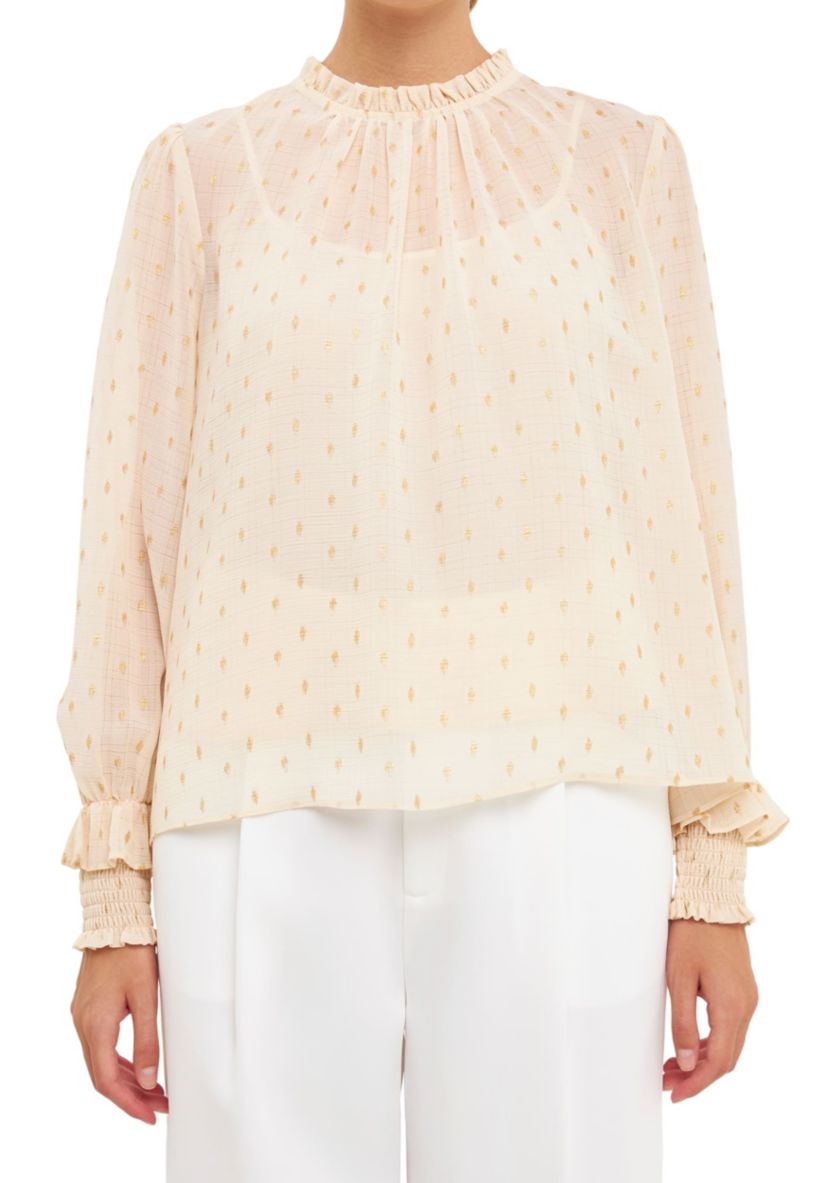 Gold Foil Polka Dot Blouse