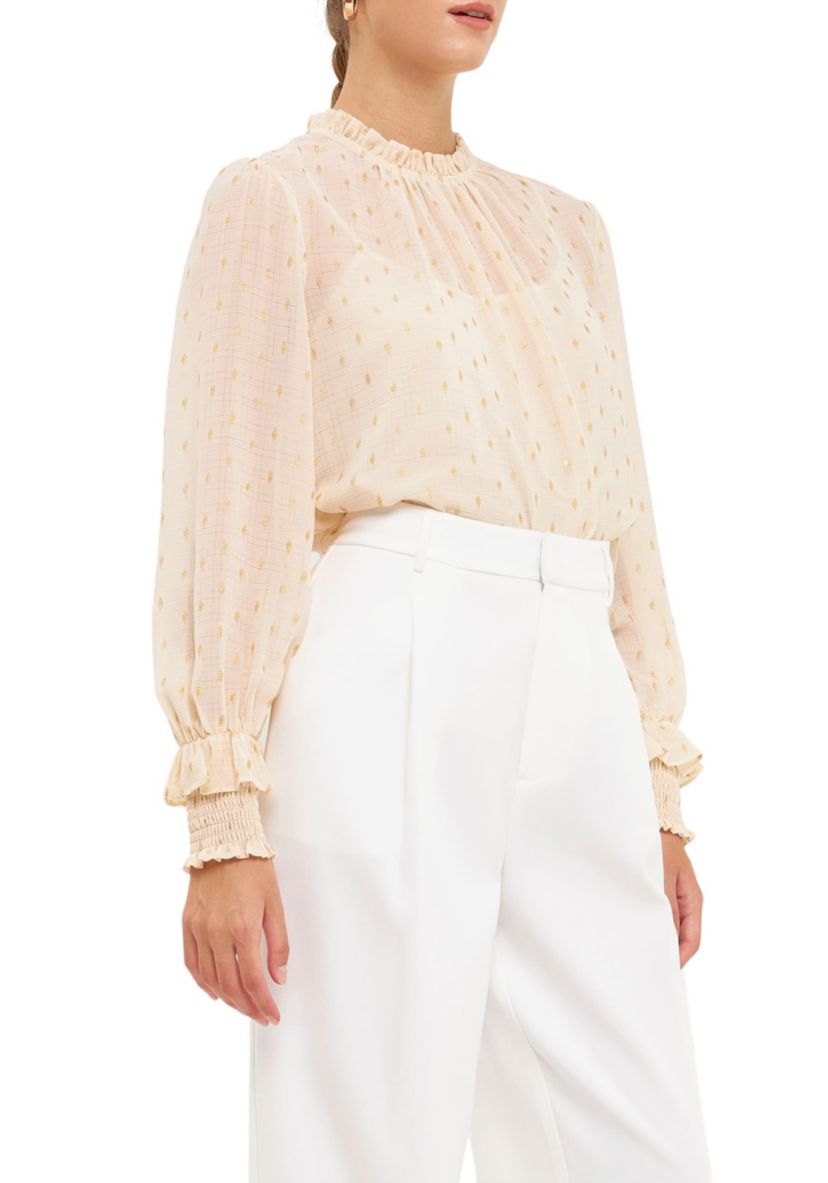 Gold Foil Polka Dot Blouse
