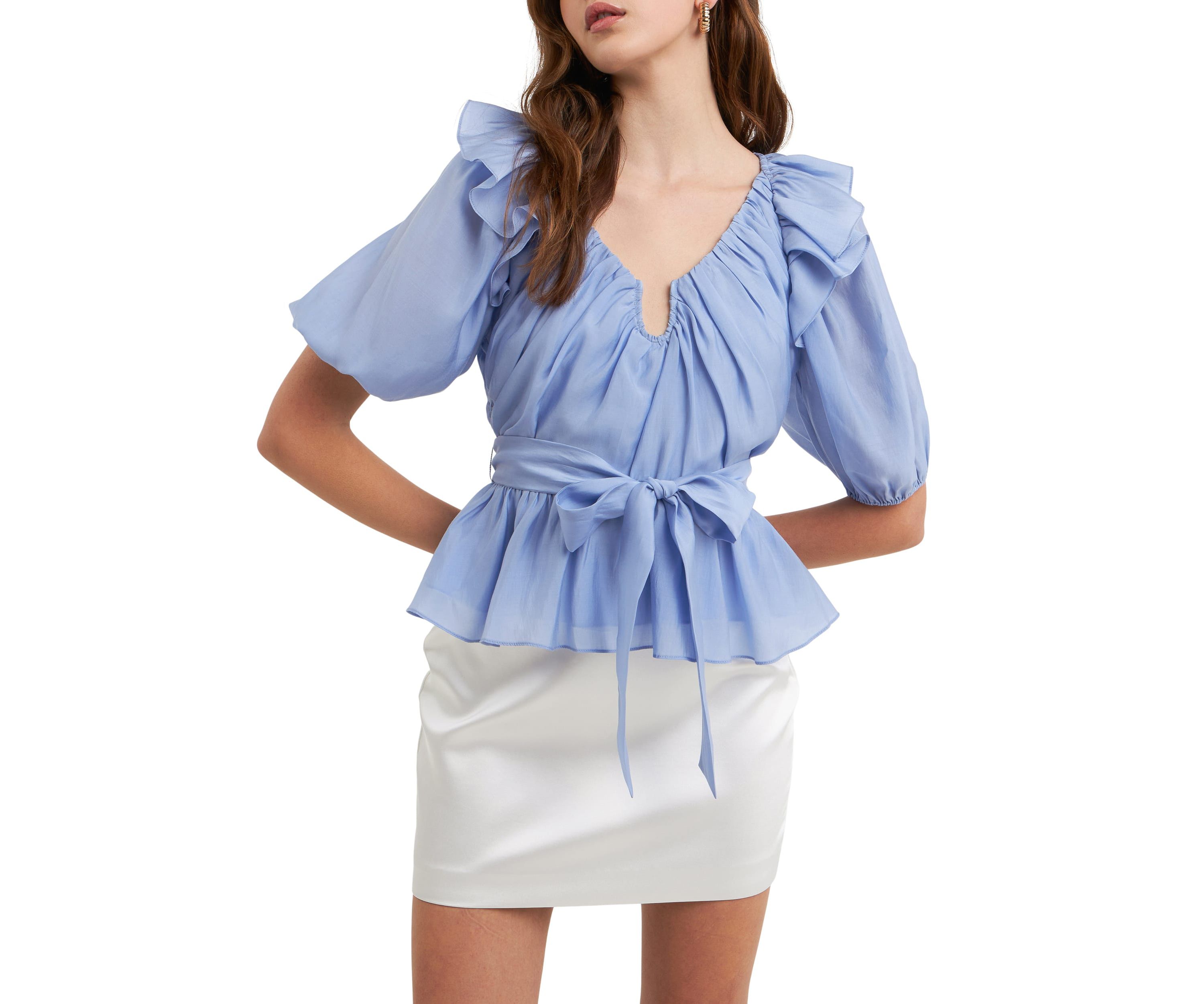 U-neckline Puff Sleeve Top