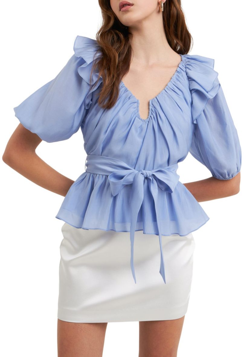 U-neckline Puff Sleeve Top