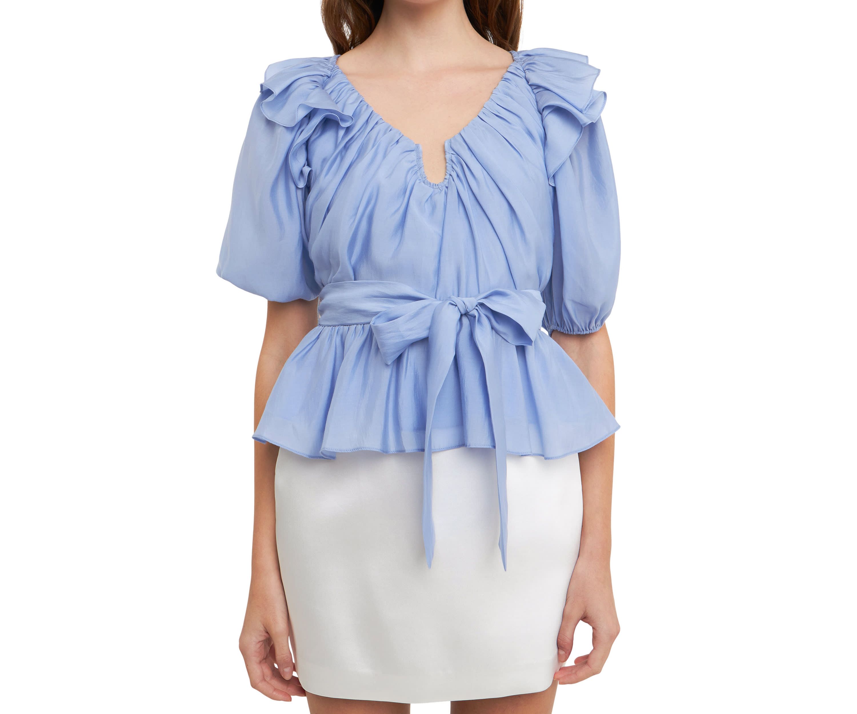 U-neckline Puff Sleeve Top