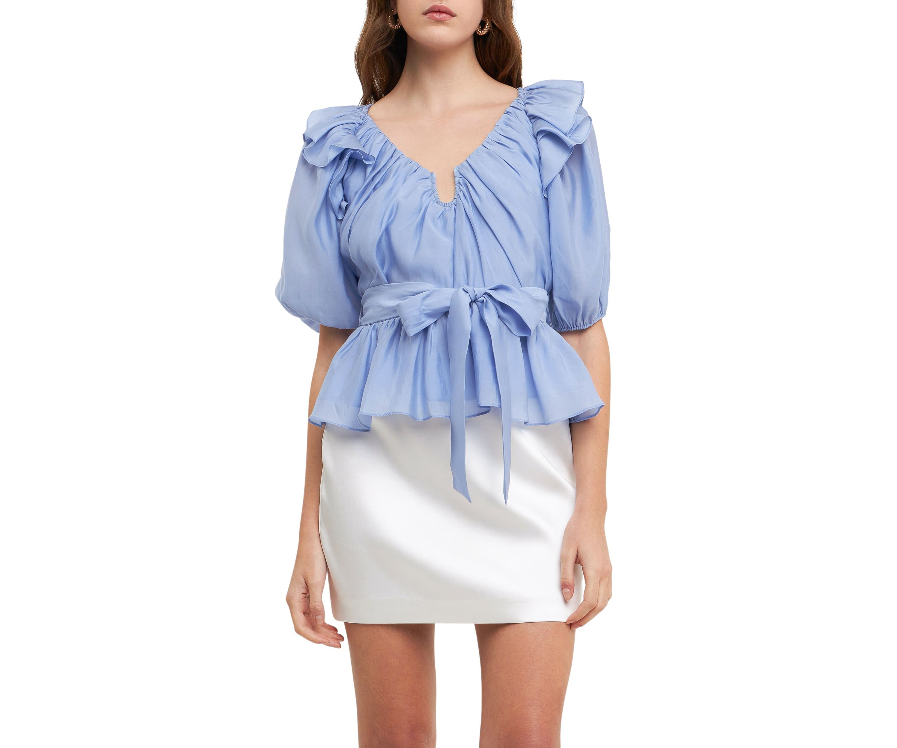 U-neckline Puff Sleeve Top